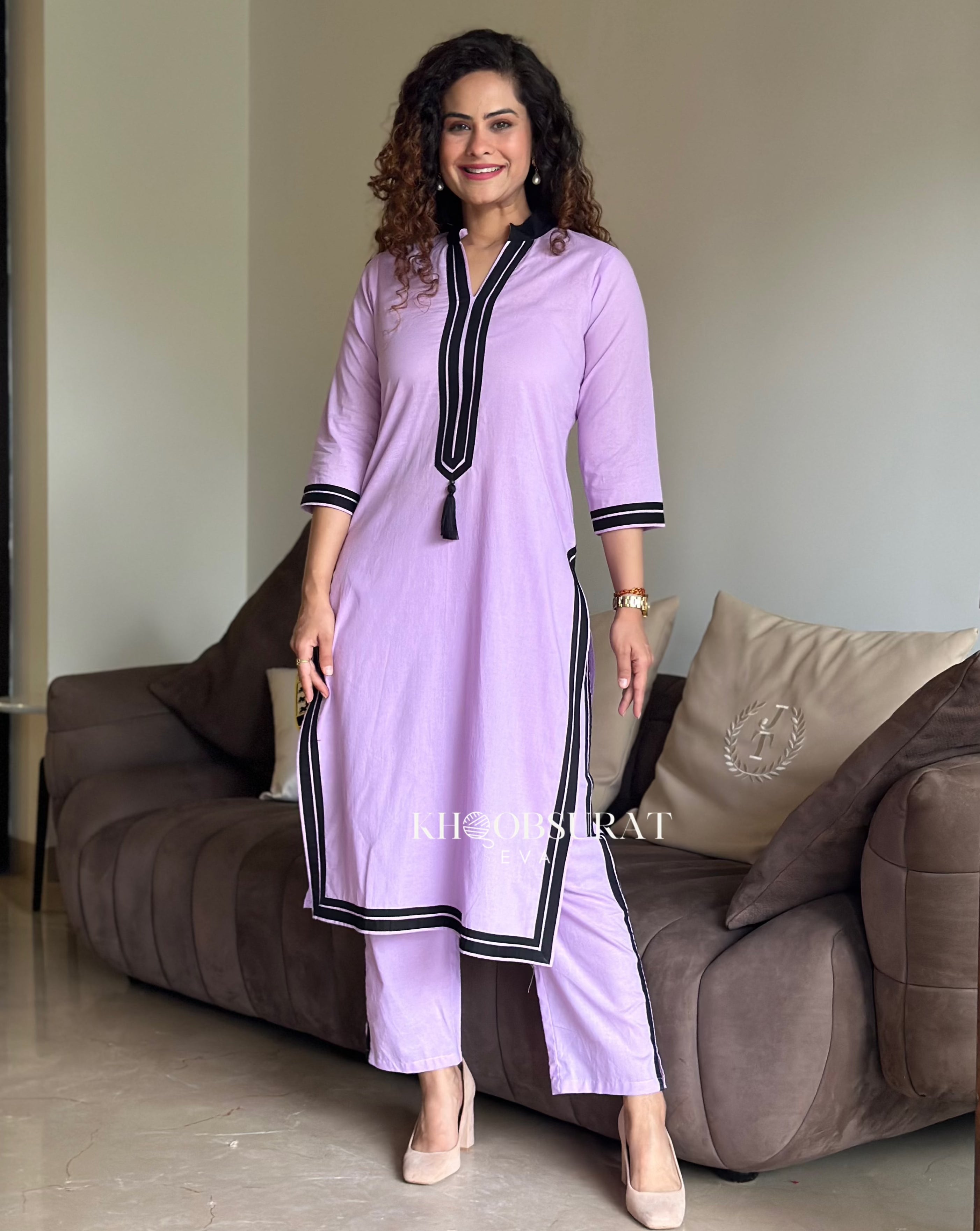 Stylish Purple Kurta Set for Women - Breathable Cotton Comfort - Perfect for Casual Wear, Festivals & Summer Outfits