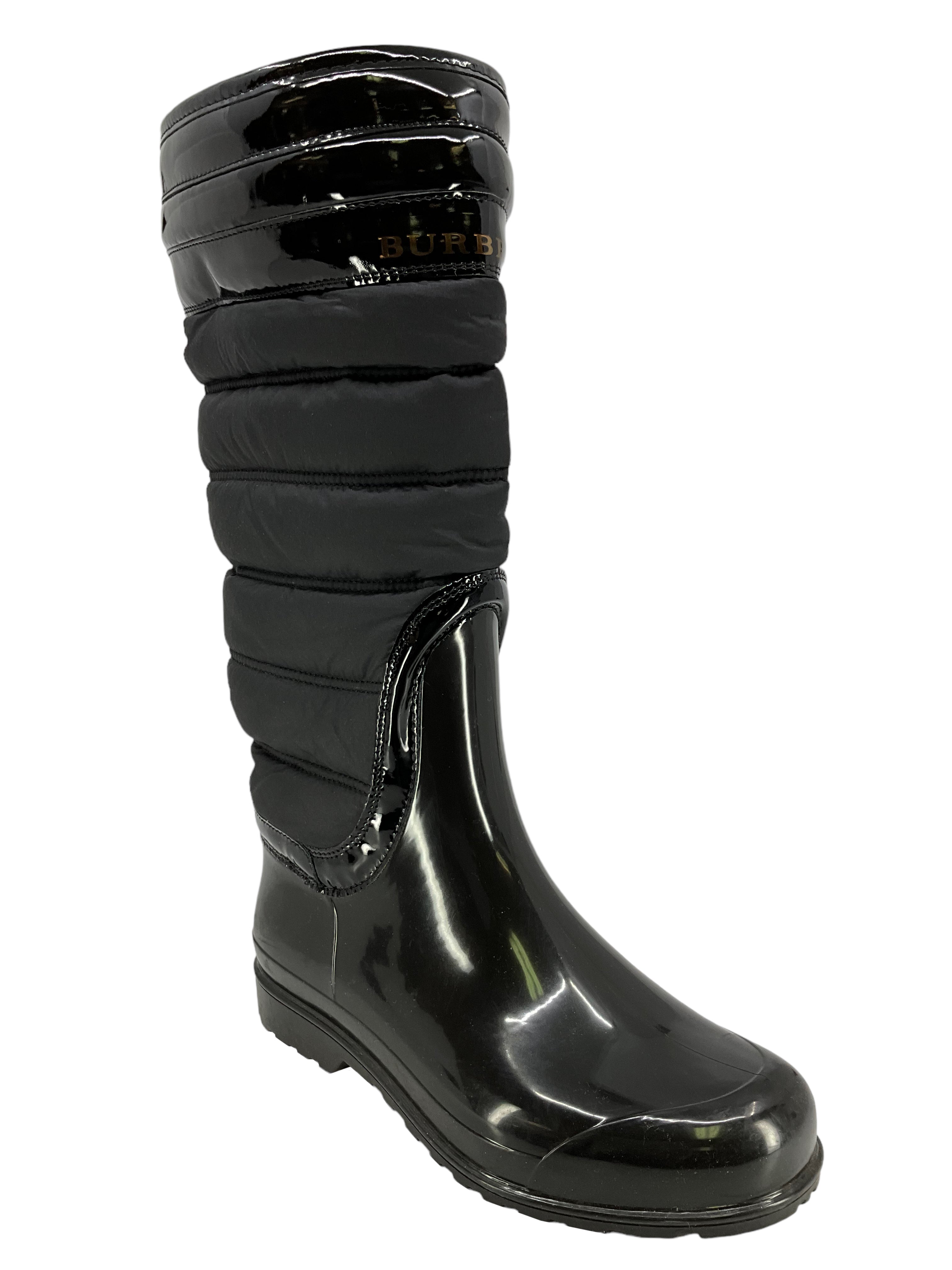 BURBERRY Women's Rubber Puffer Rain Boots - Waterproof Chelsea Boots for Women Size 7 (US) - Fashionable Winter & Rainy Day Footwear for Outdoor Activities