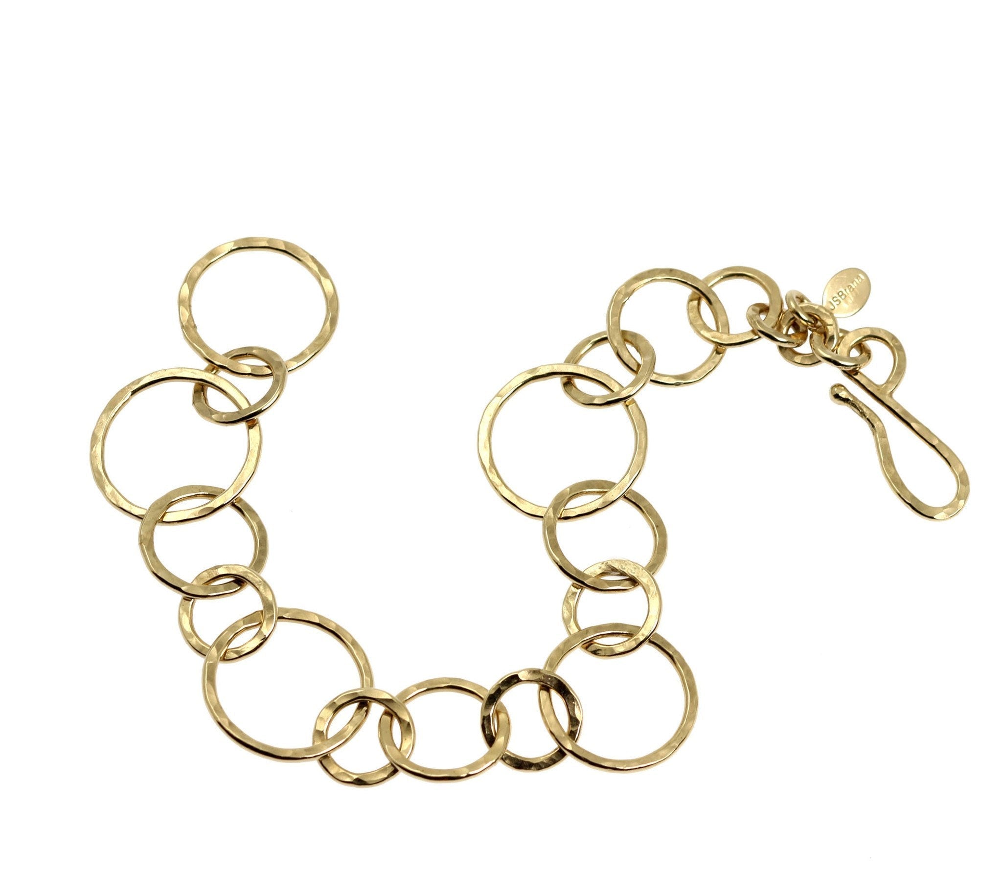 14K Gold Filled Hammered Link Chain Bracelet for Women - Dainty & Elegant Jewelry Gift for Birthday, Anniversary, Wedding - Stackable & Layered Bracelet for Everyday Wear