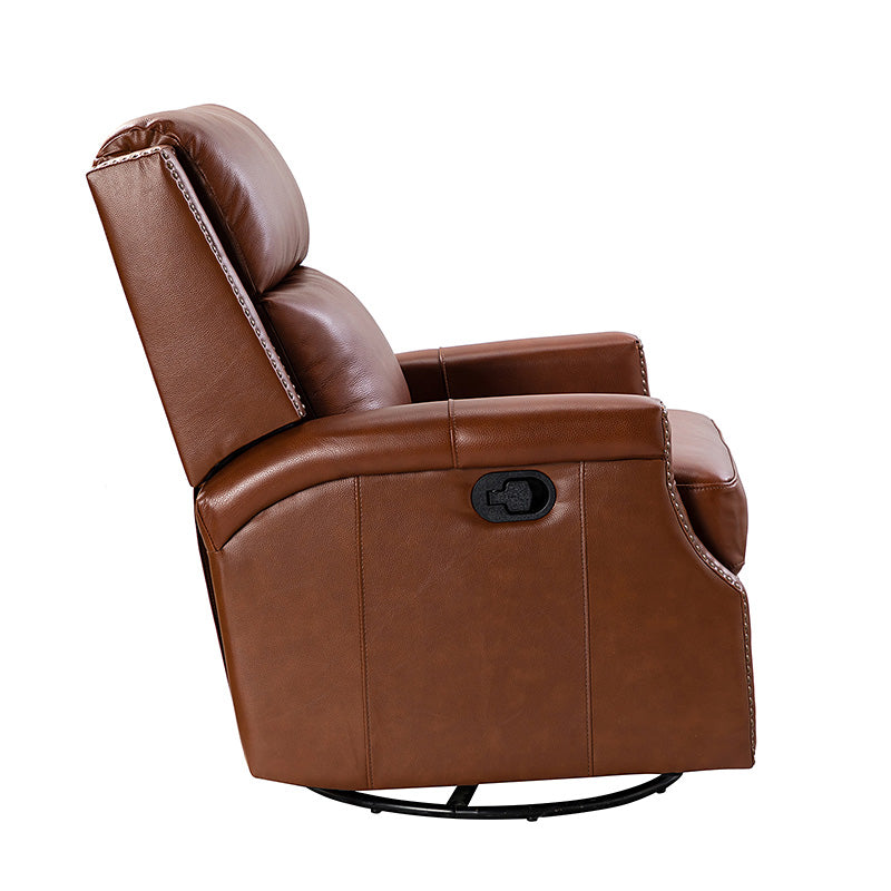 Canace Modern Genuine Leather Manual Glider Rocker Recliner Chair - Comfortable Swivel Lounge Chair for Living Room, Nursery, and Office Relaxation