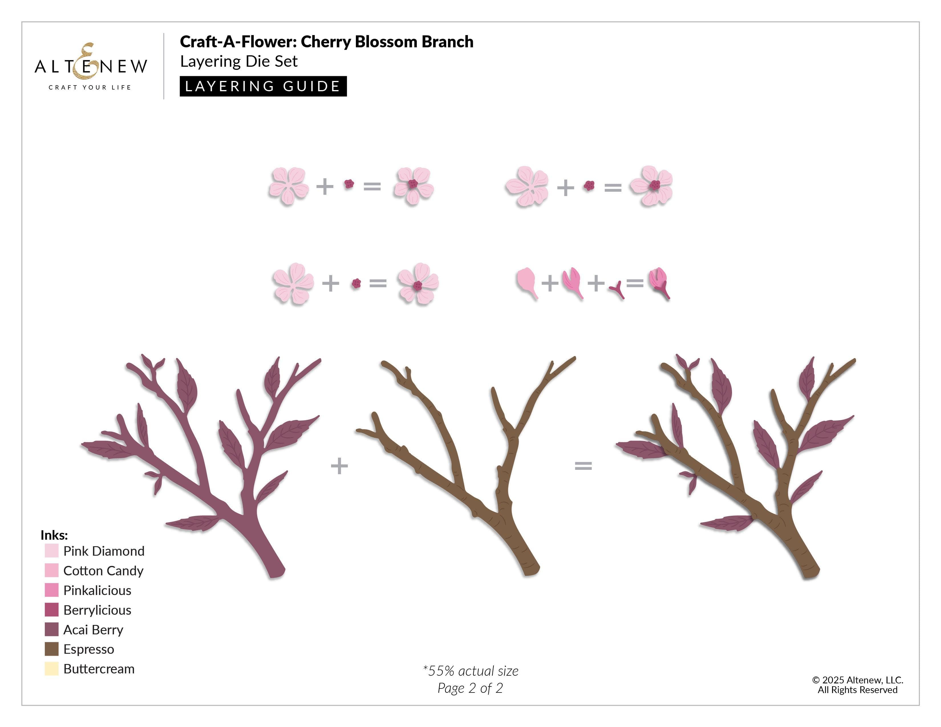 Cherry Blossom Branch Layering Die Set for Card Making - Floral Paper Craft Dies for Scrapbooking, DIY Greeting Cards, and Home Decor