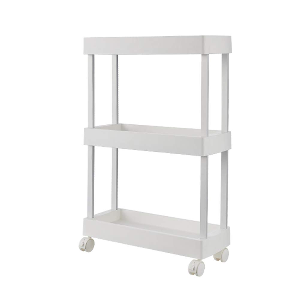 3/4-Tier Rolling Storage Cart with Wheels - Mobile Utility Shelving Organizer for Kitchen, Bathroom & Laundry - Easy Assembly White Storage Cart for Small Spaces & Narrow Areas - Perfect for Pantry Organization, Bathroom Storage & Closet Organization