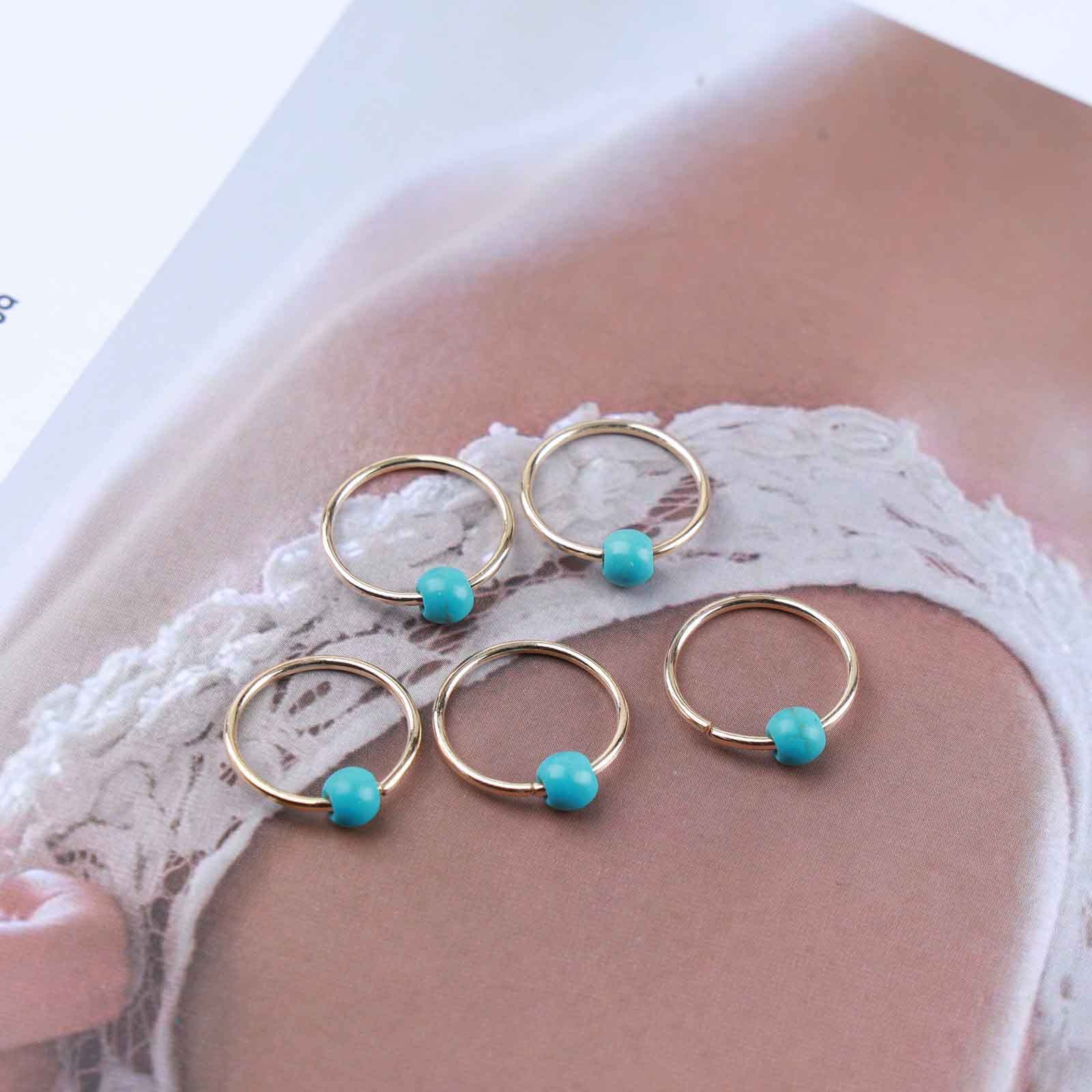 Boho Tribal Turquoise Circle Hair Rings Set - Gold & Turquoise Dreadlock Braid Loops, Hair Jewelry Accessories for Women & Girls - Perfect for Festivals, Weddings, and Everyday Boho Style