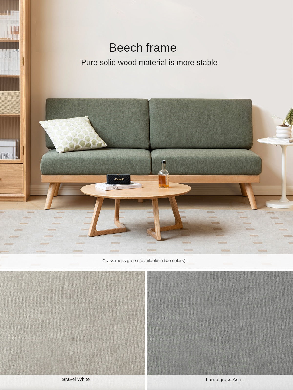 Premium Beech Solid Wood Upholstered Sofa - Comfortable & Durable Living Room Furniture for Relaxing & Entertaining