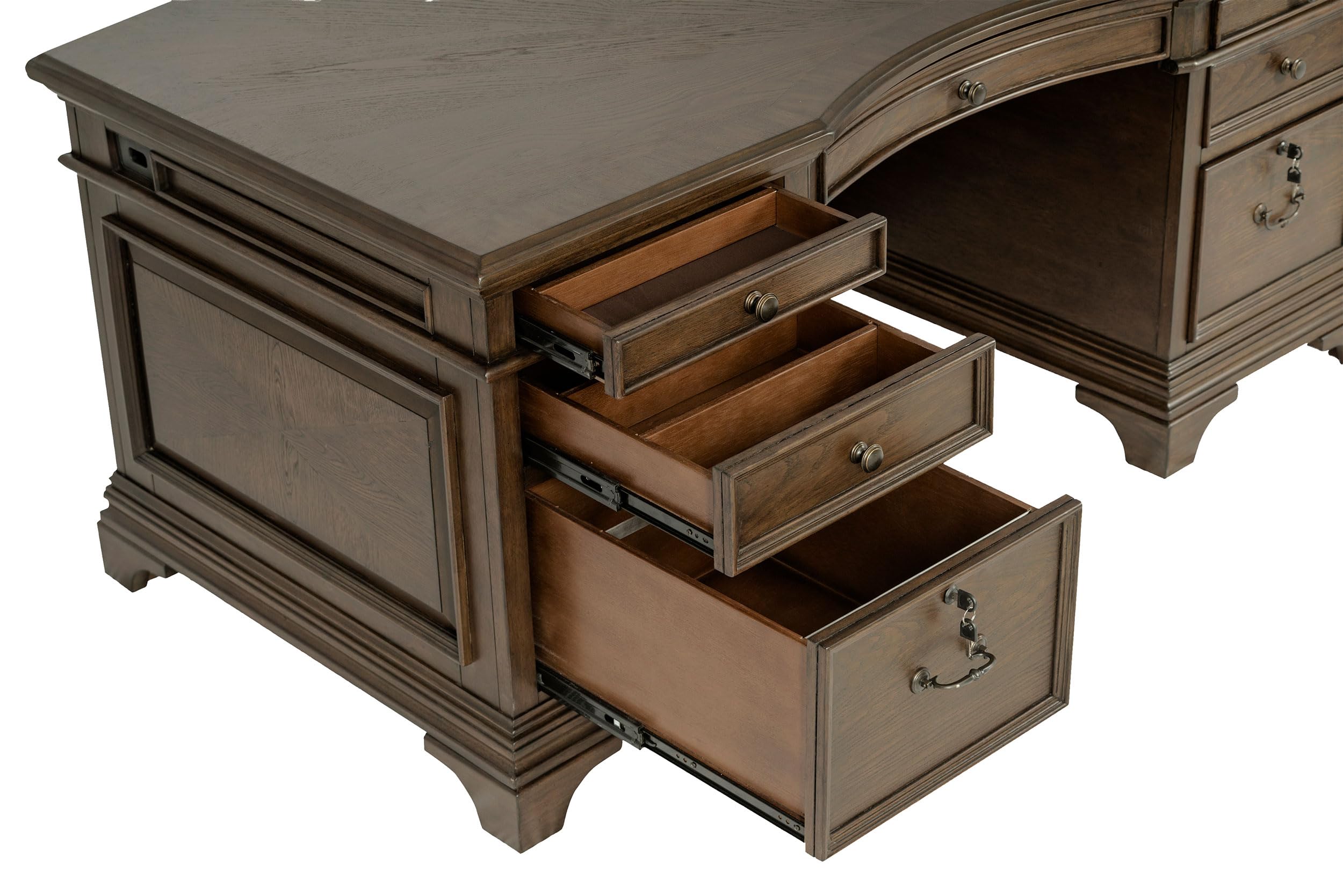 Coaster Furniture Hartshill File Cabinets - Burnished Oak Executive Desk with File Storage, 881281 - Perfect for Home Office & Workspace Organization