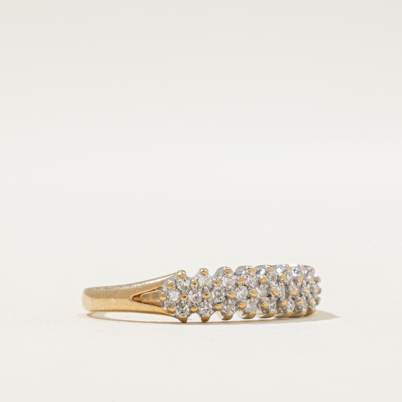 1991 London Multi Row Diamond Ring | 0.12ctw | Size 6.5 | Vintage Wedding Band, Anniversary Gift, Engagement Ring for Her