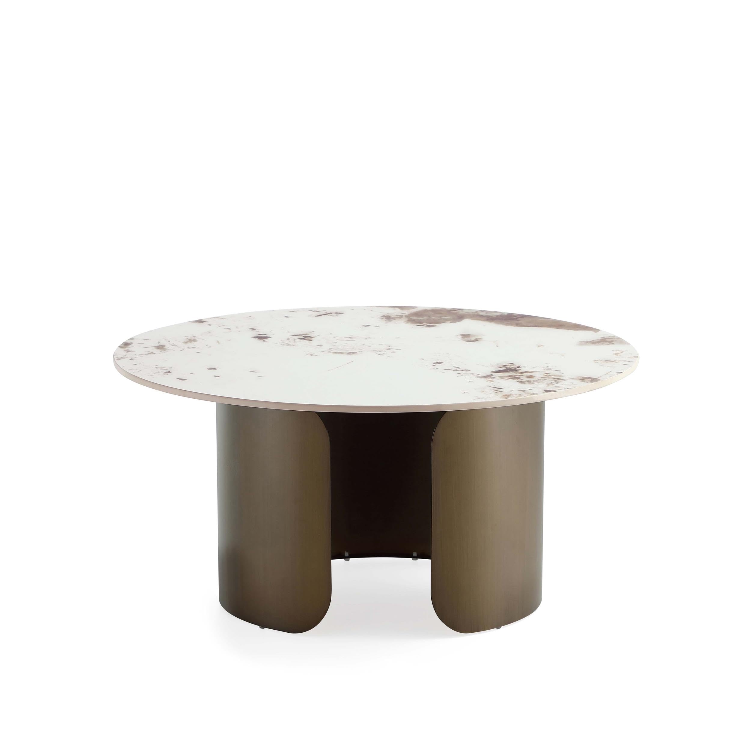 Monica 2-Piece Round End Table & Coffee Table Set with Durable Sintered Stone Top & Stainless Steel Base - Modern Gold Living Room Furniture for Home Decor | Perfect for Lounge, Family Room & Apartment