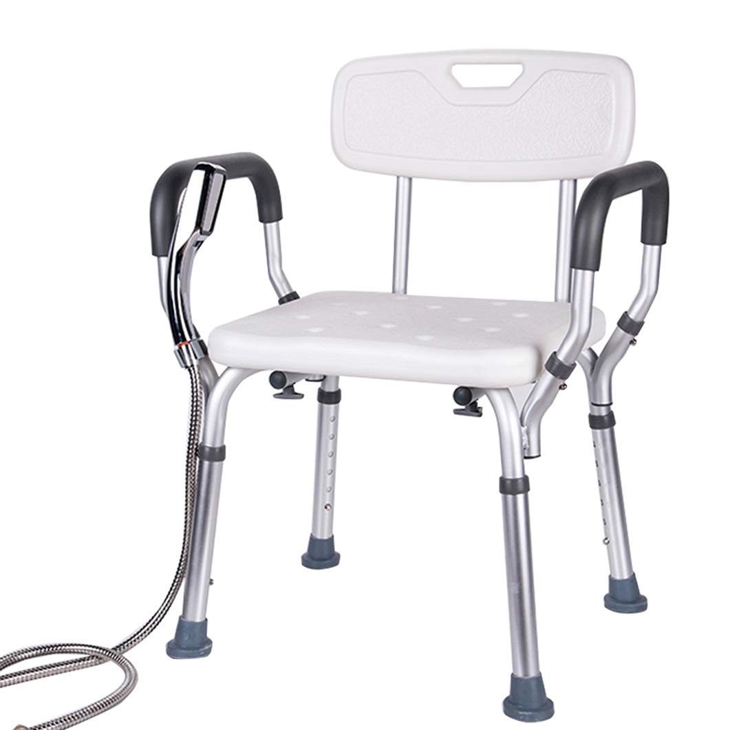 Sturdy Adjustable Shower Seat with Arms & Back - Lightweight Bathroom Bench for Elderly & Disabled - No-Tools Assembly - Perfect for Travel & Home Use