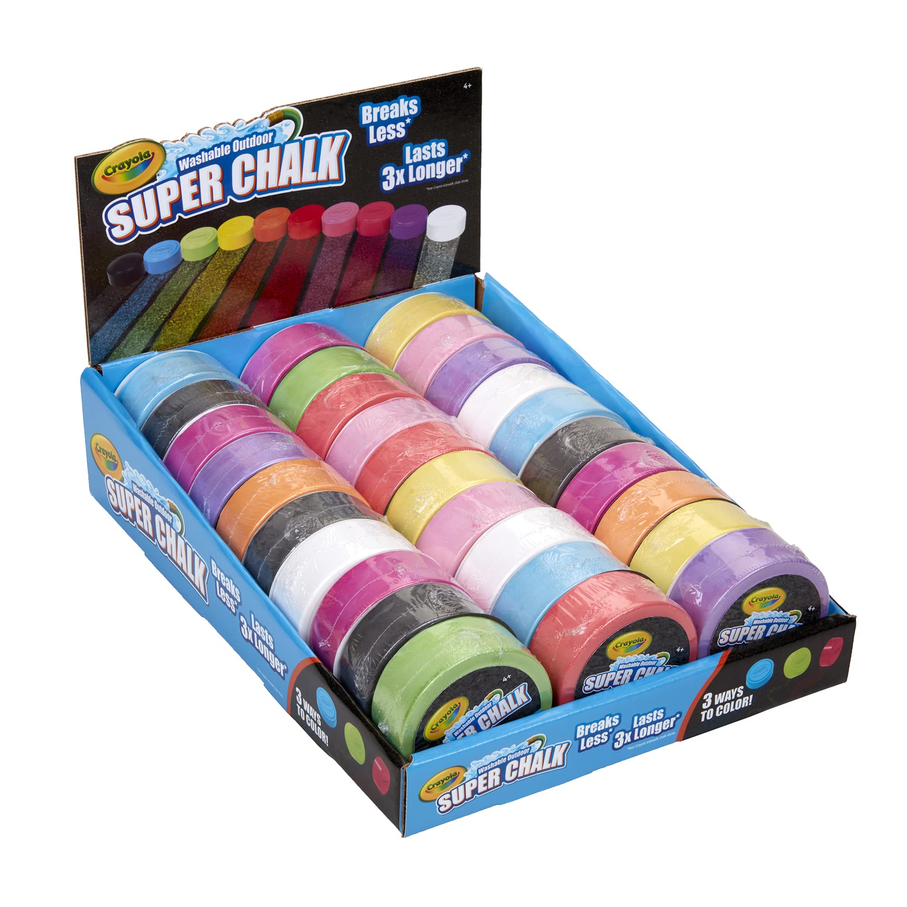Crayola Washable Outdoor Super Chalk Tray - 30 Count Non-Toxic Sidewalk Chalk for Kids, Perfect for Driveway Art, Playground & Backyard Fun