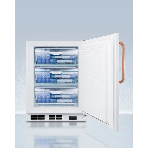 Accucold 24-Inch Wide Built-In All Freezer with Antimicrobial Pure Copper Handle - ADA Compliant Commercial Freezer VT65MLBITBCADA for Restaurants, Grocery Stores & Home Use