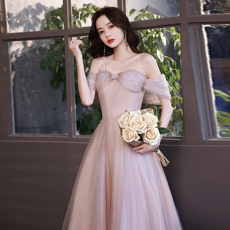 Pink Off Shoulder Fairy Prom Dress - Sweetheart A-Line Formal Gown for Homecoming, Quinceañera & Evening Parties | Elegant Ball Dress for Prom Night, Wedding Guest & Special Occasions
