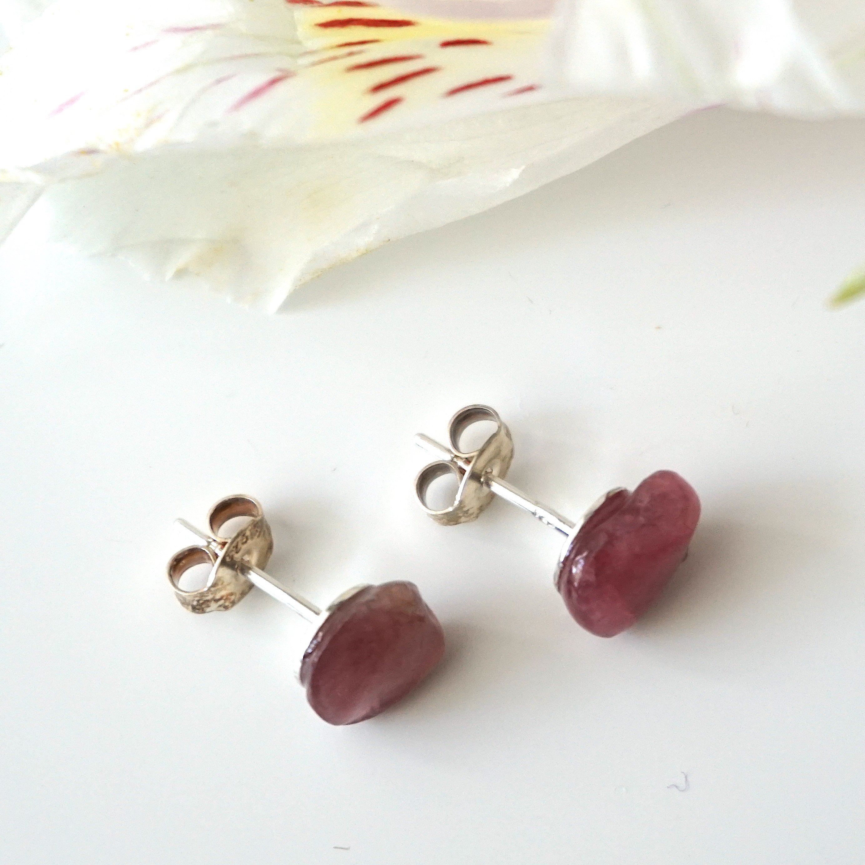 Pink Tourmaline Stud Earrings - Hypoallergenic Post Earrings for Women | Perfect for Weddings, Parties & Everyday Wear