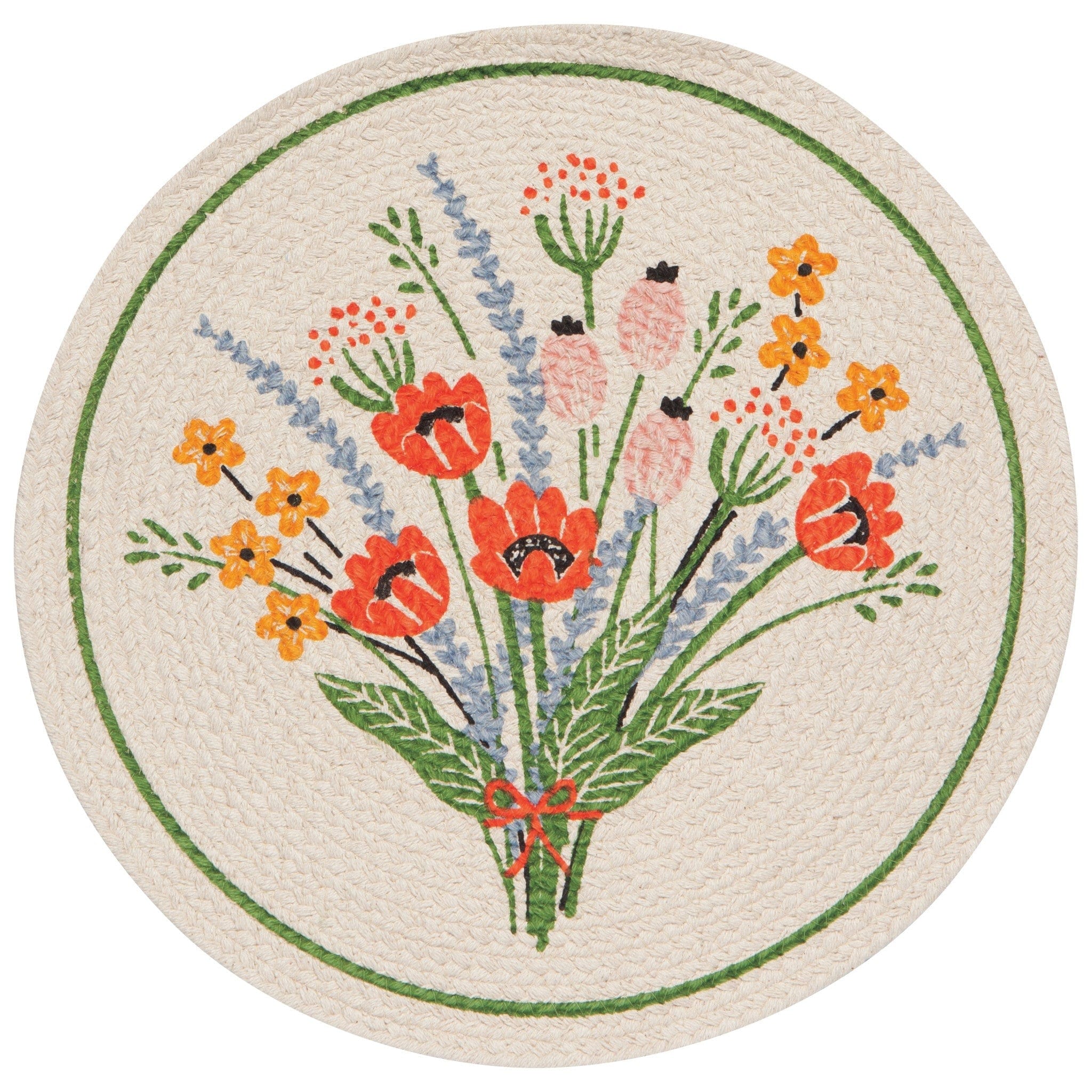 Now Designs Bouquet Braided Placemat Set - Waterproof & Heat-Resistant Table Mats for Dining, Kitchen, and Party Decor (Set of 4) - Perfect for Everyday Use, Holiday Meals, and Special Occasions