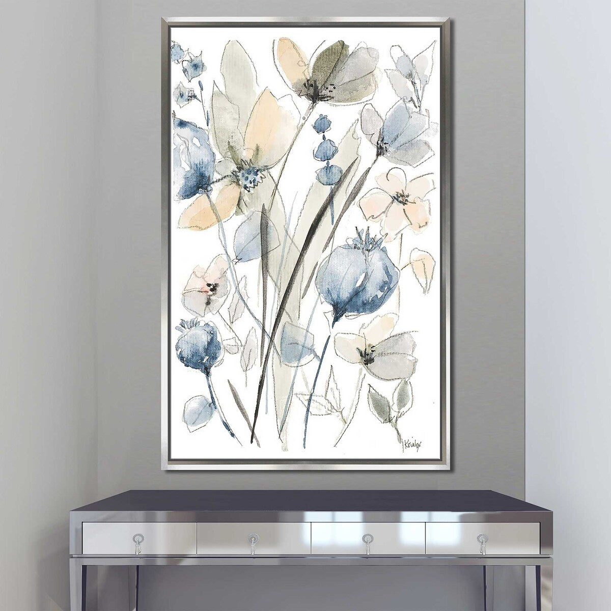 Blue and White Floral II Print Floating Canvas Wall Art - Elegant Home Decor for Living Room, Bedroom & Office