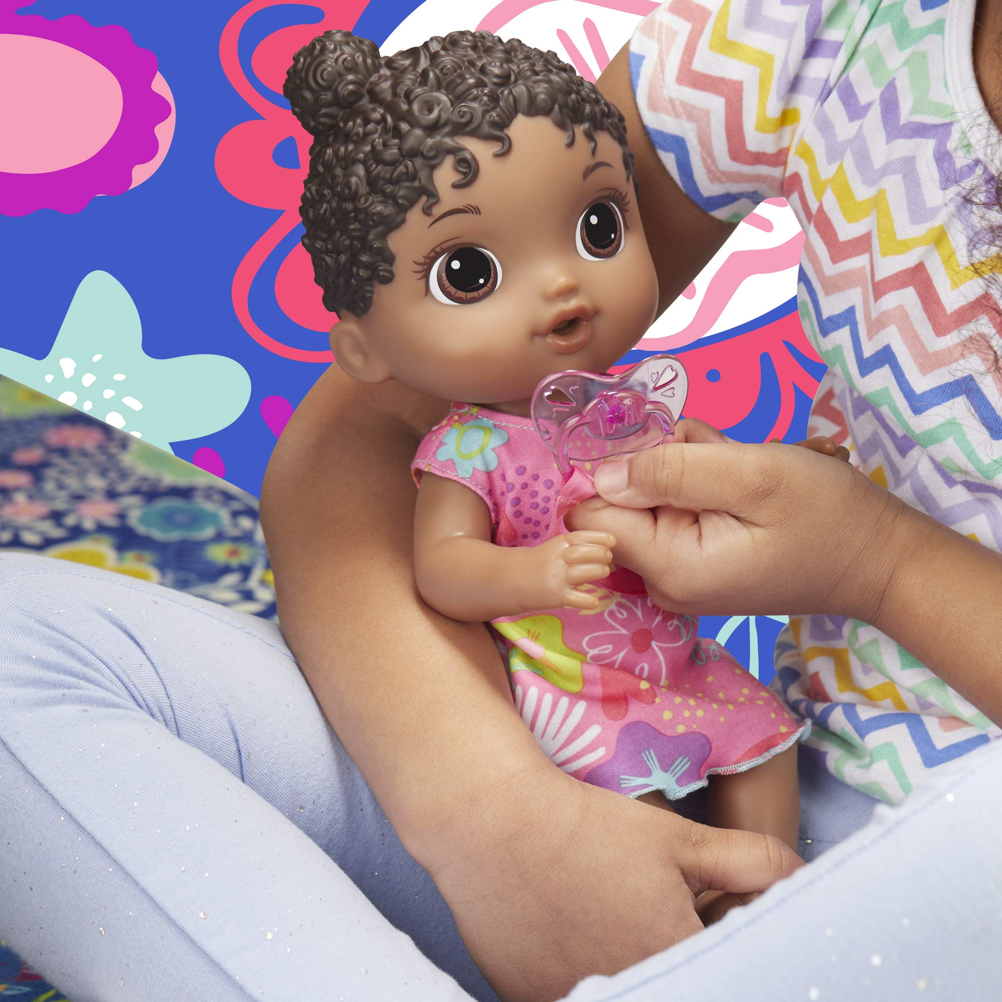 Baby Alive Lil Sounds Interactive Black Hair Baby Doll for Kids Ages 3+ | 10 Realistic Sound Effects (Giggles, Cries) with Pacifier | Perfect Gift for Toddlers, Pretend Play & Role Playing Games