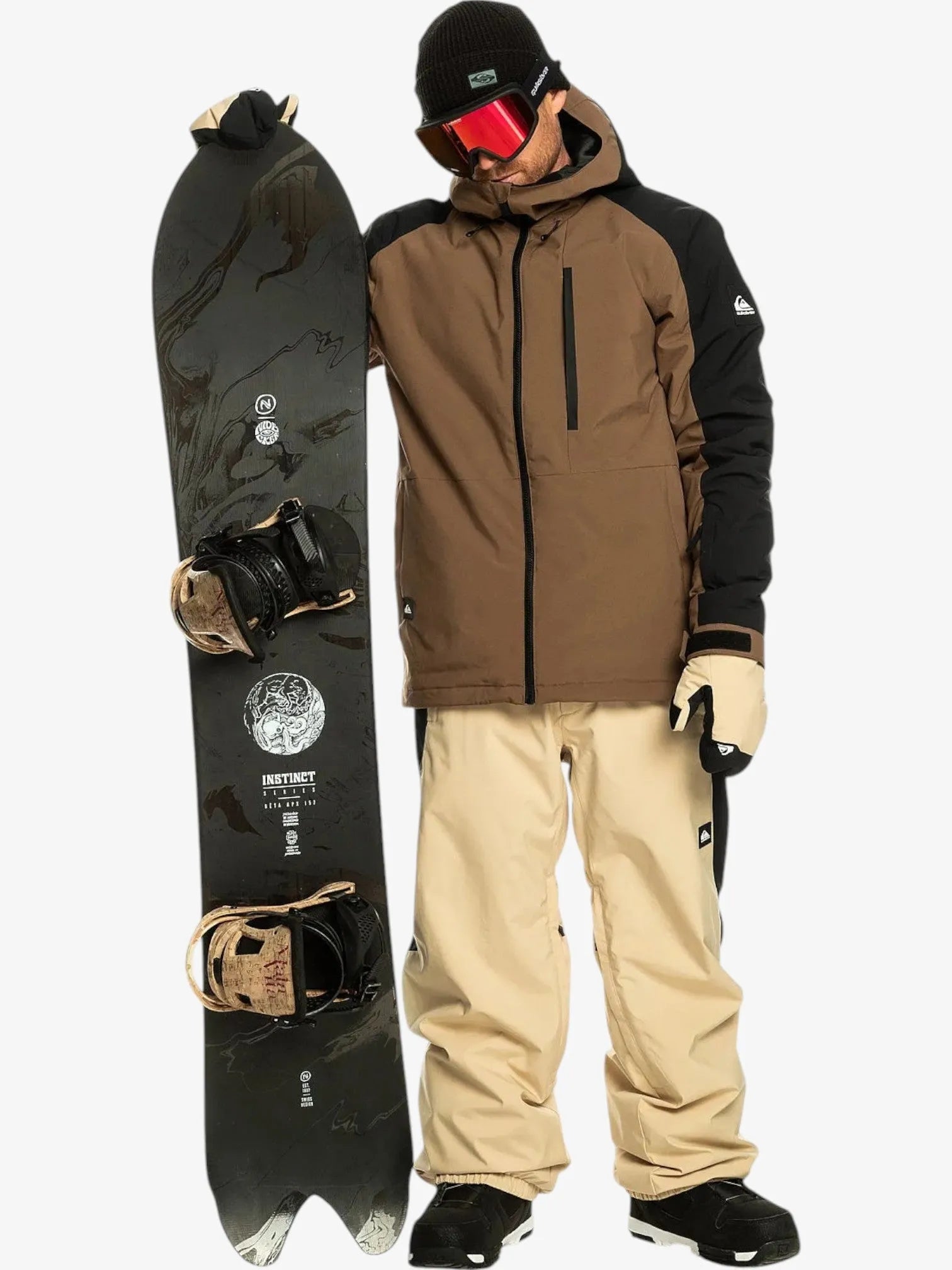Quiksilver Mission Block Snow Jacket - Brown & Black - Waterproof Winter Coat for Skiing, Snowboarding & Outdoor Adventures