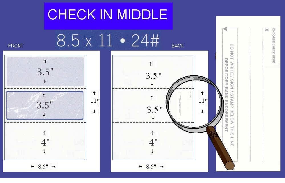 Business Voucher Check Stock - 500 Sheets of Computer Laser Checks with Middle Positioning & Green Diamond Design | Perfect for Office Accounting, Payroll & Small Business Financial Management