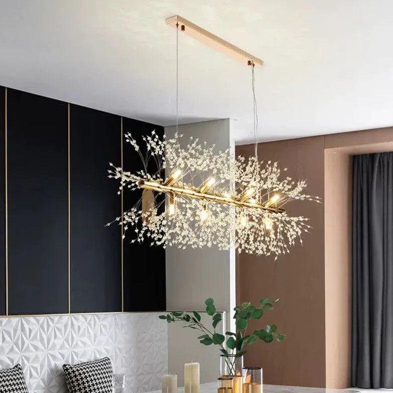 Modern Transparent Branch Chandelier - Elegant Dining Room Pendant Light for Kitchen Island, Breakfast Nook & Contemporary Home Decor