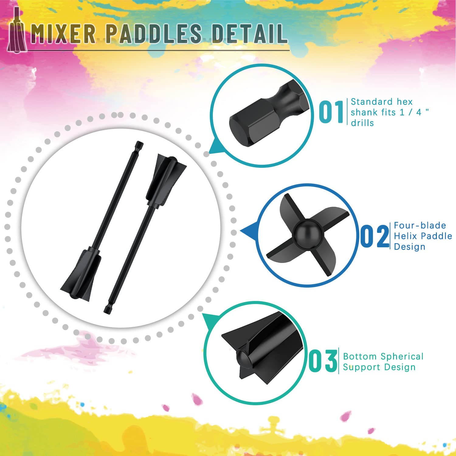 **6-Piece Suzzam Resin Mixer Paddles – Plastic Epoxy Stirrer for Drill, Reusable Paint & Resin Mixing Tool – Perfect for DIY Crafts, Epoxy Resin Projects, and Home Painting**