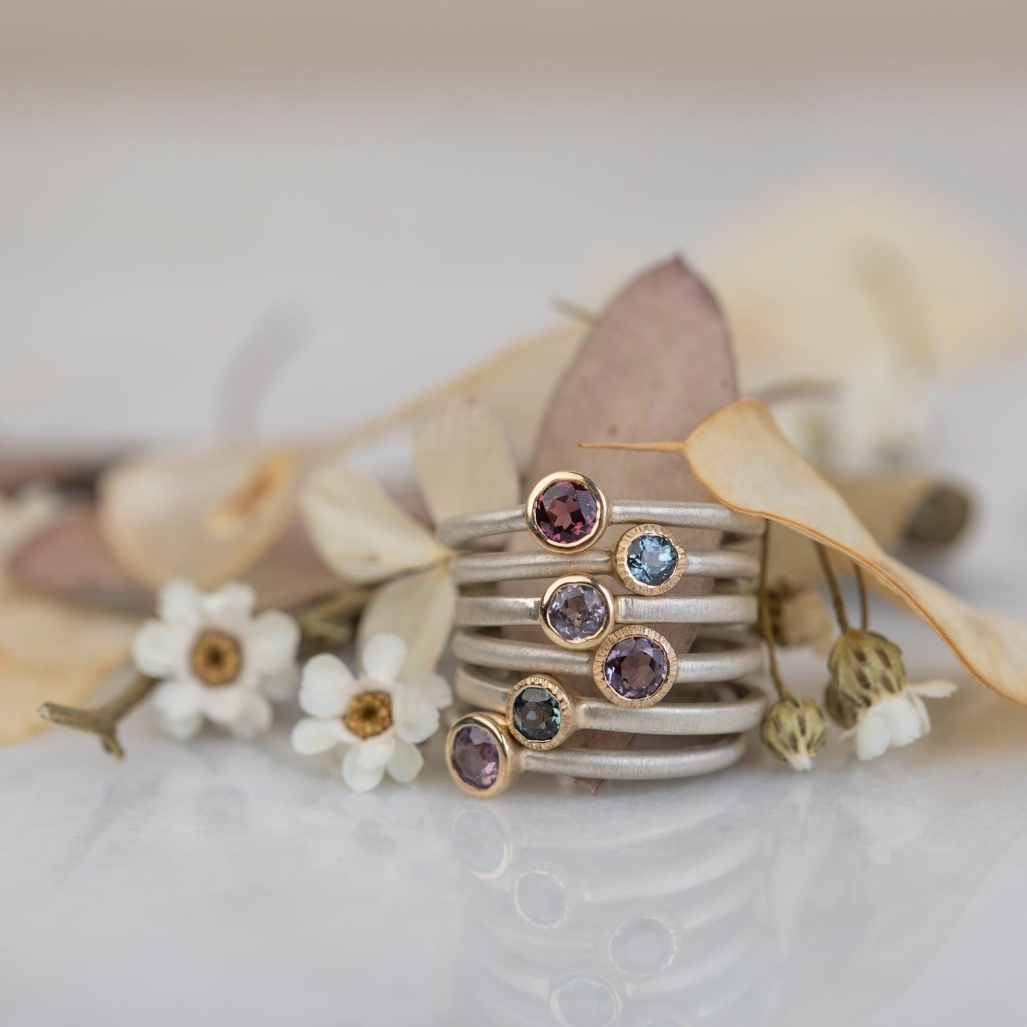 Light Violet Spinel Stacker Ring for Women - Dainty Adjustable Stackable Ring - Perfect for Layering, Everyday Wear & Gift Giving