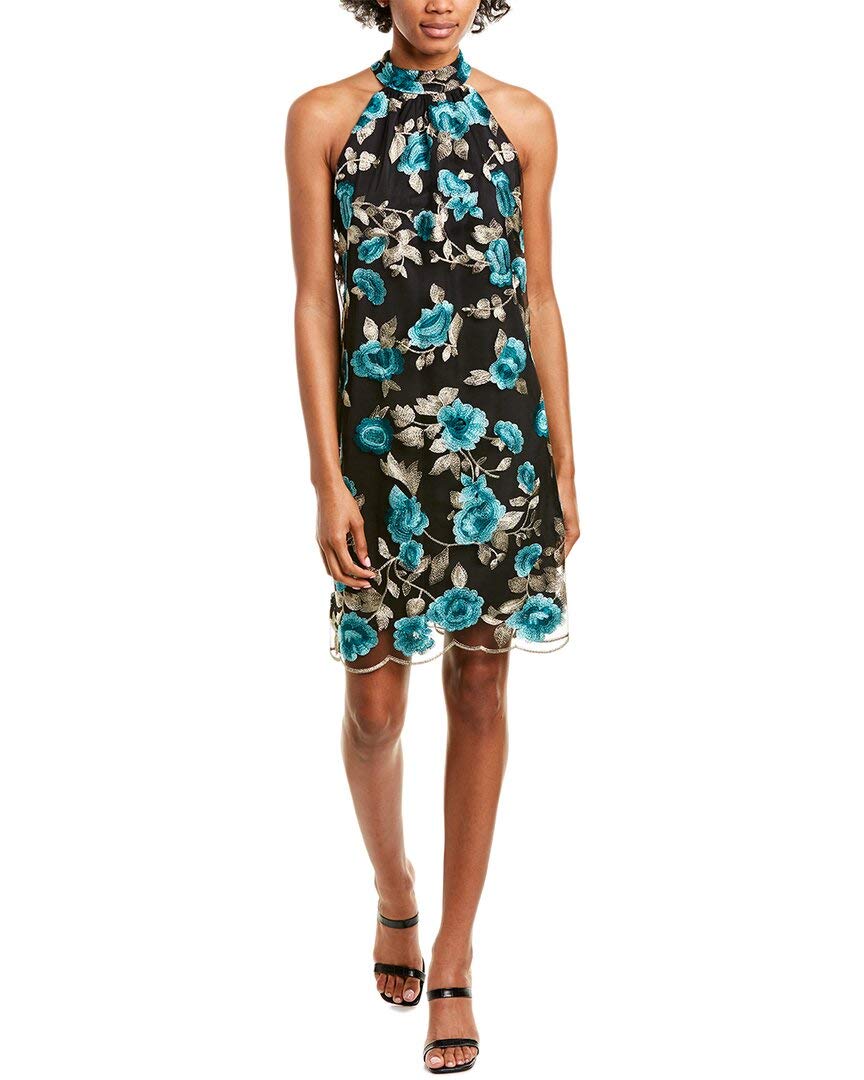Trina Turk Women's Cian Scalloped Edge Embroidered Dress - Floral Summer Cocktail Party Dress for Weddings & Special Occasions