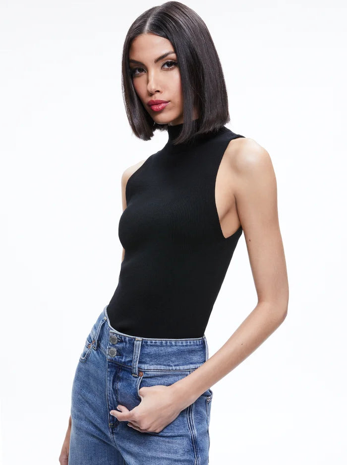 Darcey Turtleneck Sweater Tank Top for Women - Black Slim Fit Knit Layering Piece | Perfect for Fall Winter Fashion, Office Wear & Casual Outfits