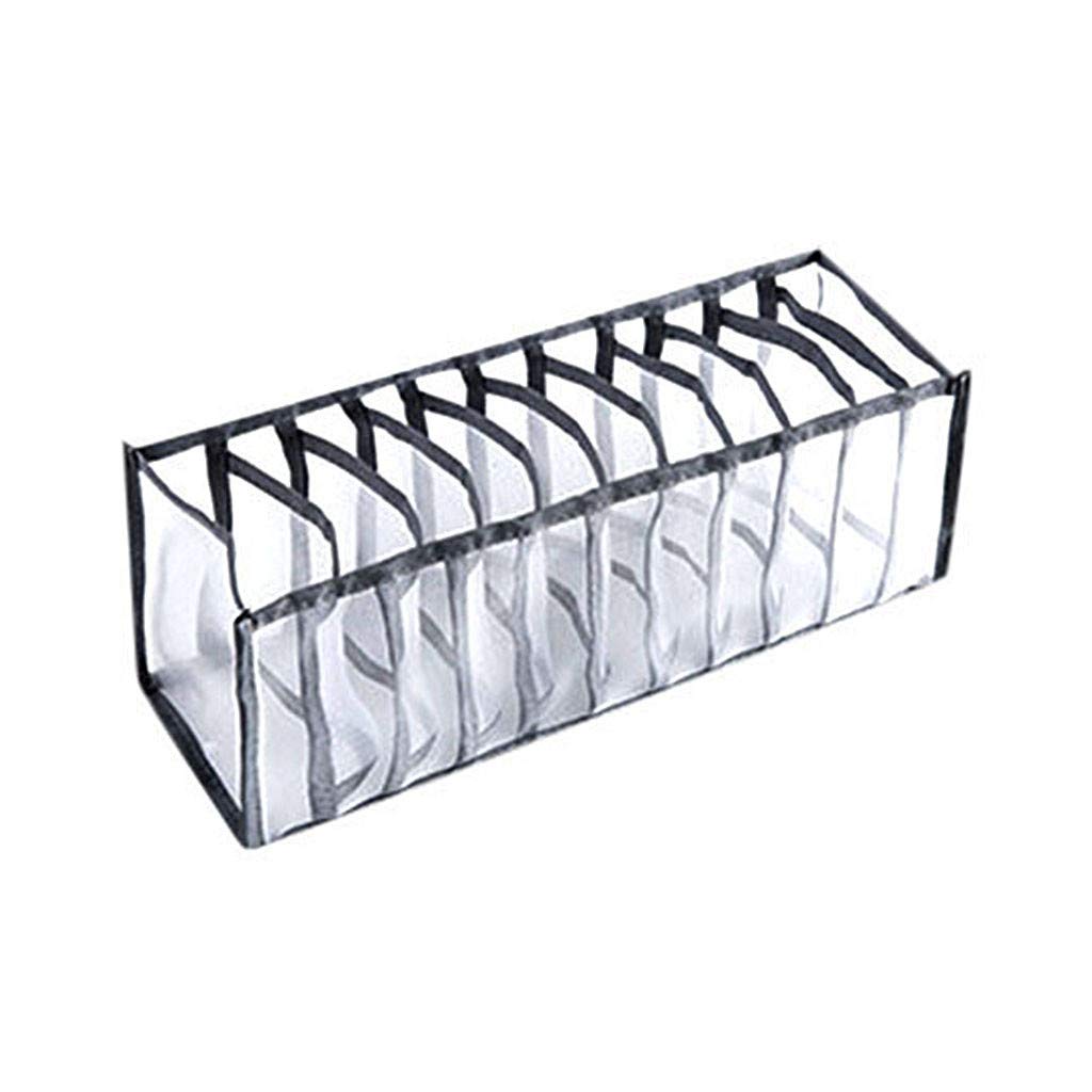 Foldable Mesh Underwear Storage Box with Compartments - Organizer for Socks, Bras & Panties - Space Saving Drawer Organizer for Bedroom, Closet & Travel