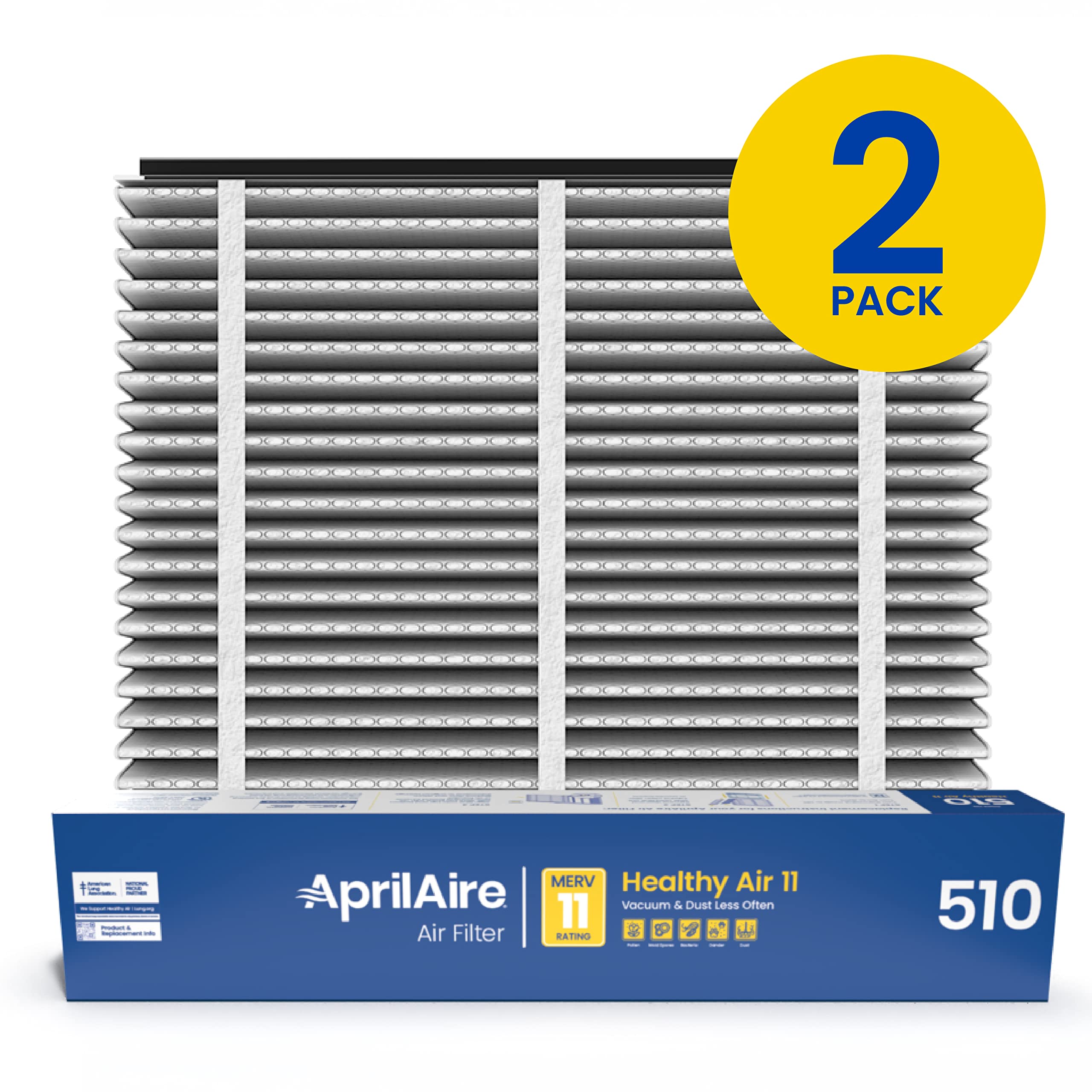 AprilAire 510 Replacement Air Filter - MERV 11, 31x28x4, Pack of 2 | Compatible with AprilAire Whole House Air Purifiers | Traps Dust, Pollen & Allergens | Perfect for Homes with Pets, Allergies or High Dust Areas