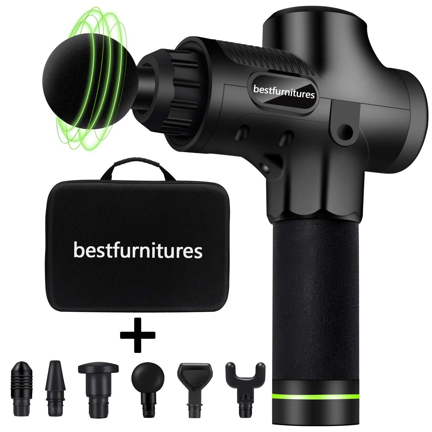 Deep Tissue Massage Gun for Athletes - Portable Percussion Muscle Massager with 6 Interchangeable Heads & 30 Speed Levels - Quiet Electric Back, Shoulder & Neck Pain Relief - Perfect for Post-Workout Recovery, Muscle Soreness & Relaxation at Home/Gym (Black)
