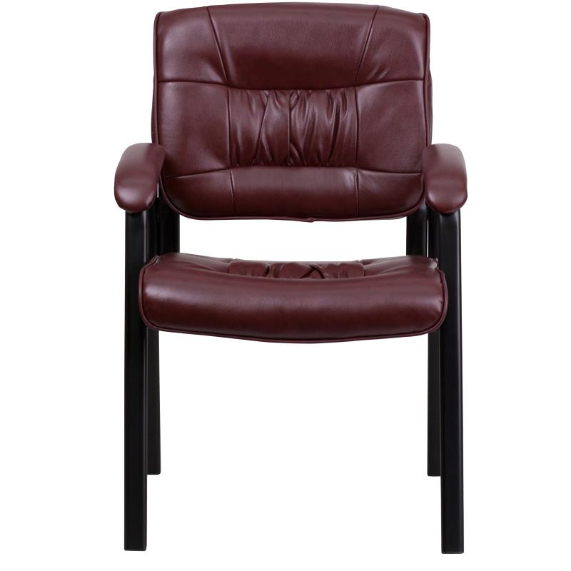 Premium FLASH Haeger Leather Executive Office Chair - Black Metal Frame Reception Seating for Professional Workspaces & Conference Rooms