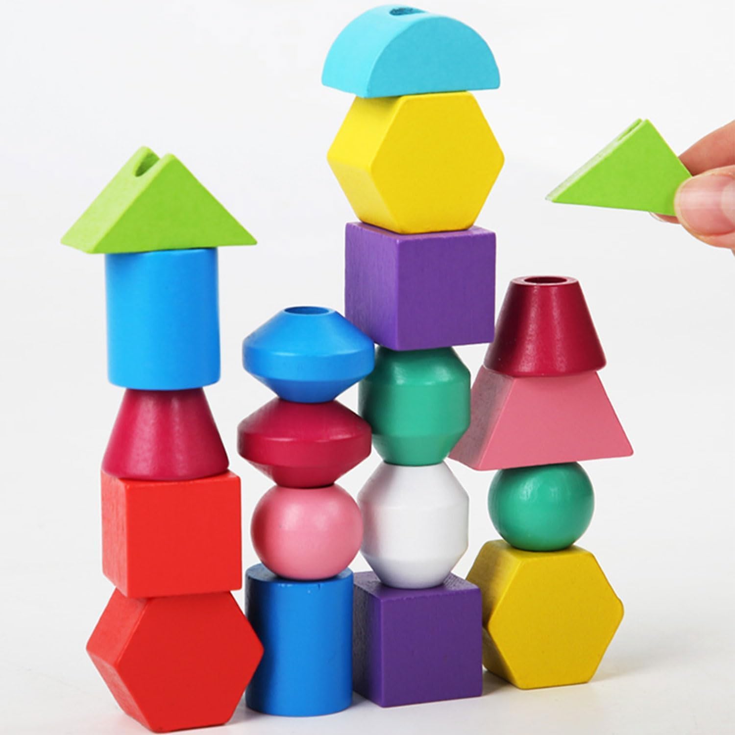 Montessori Toys for Toddlers 2-5, Wooden Beads & Stacking Blocks STEM Learning - Perfect for Preschool Play & Gifts