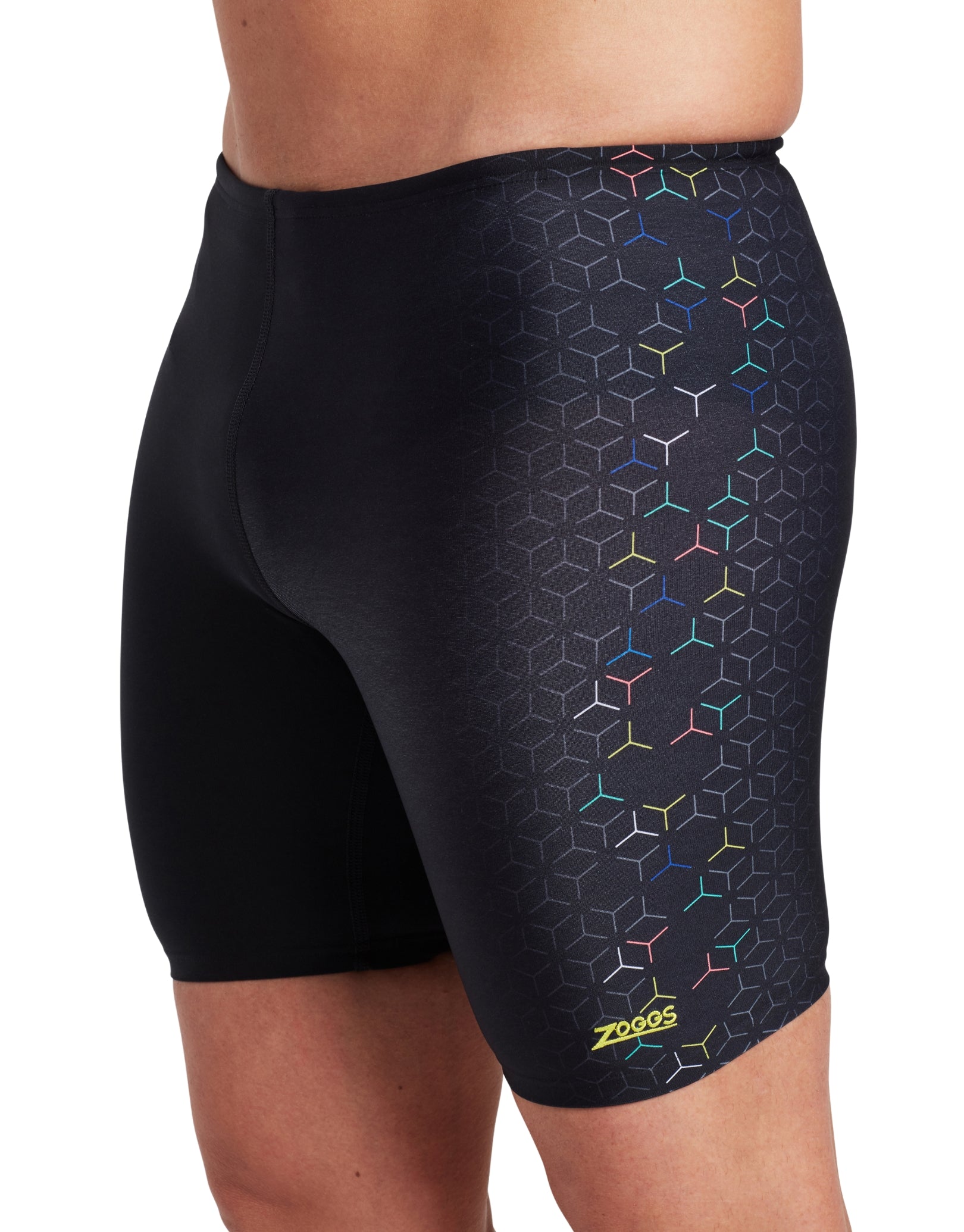 Predator Mid Swim Jammer - Black & Multicolor Competitive Swimwear for Men | Perfect for Lap Swimming, Water Polo & Training