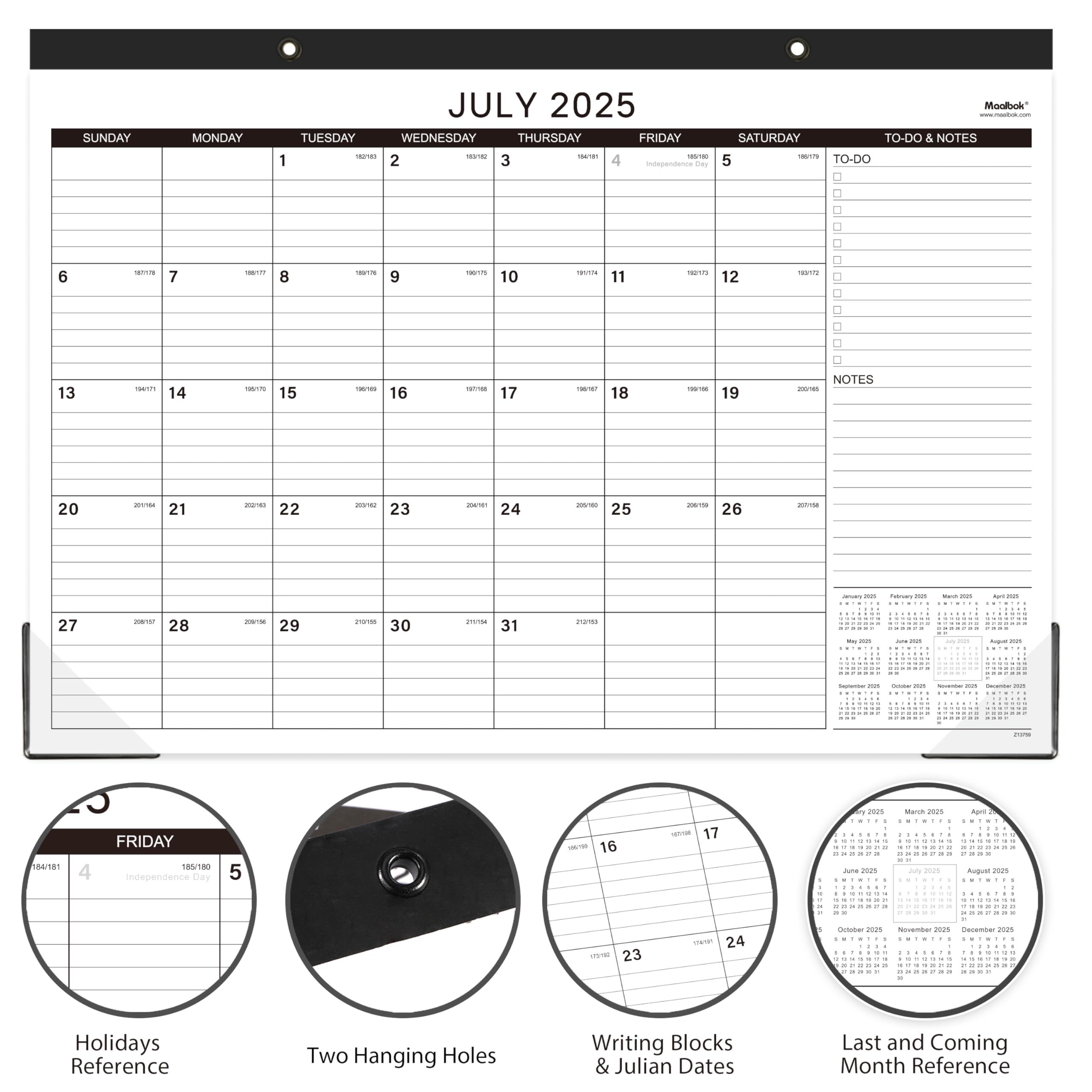 2025-2026 18-Month Desk Calendar | July 2025 - December 2026 | Large 17