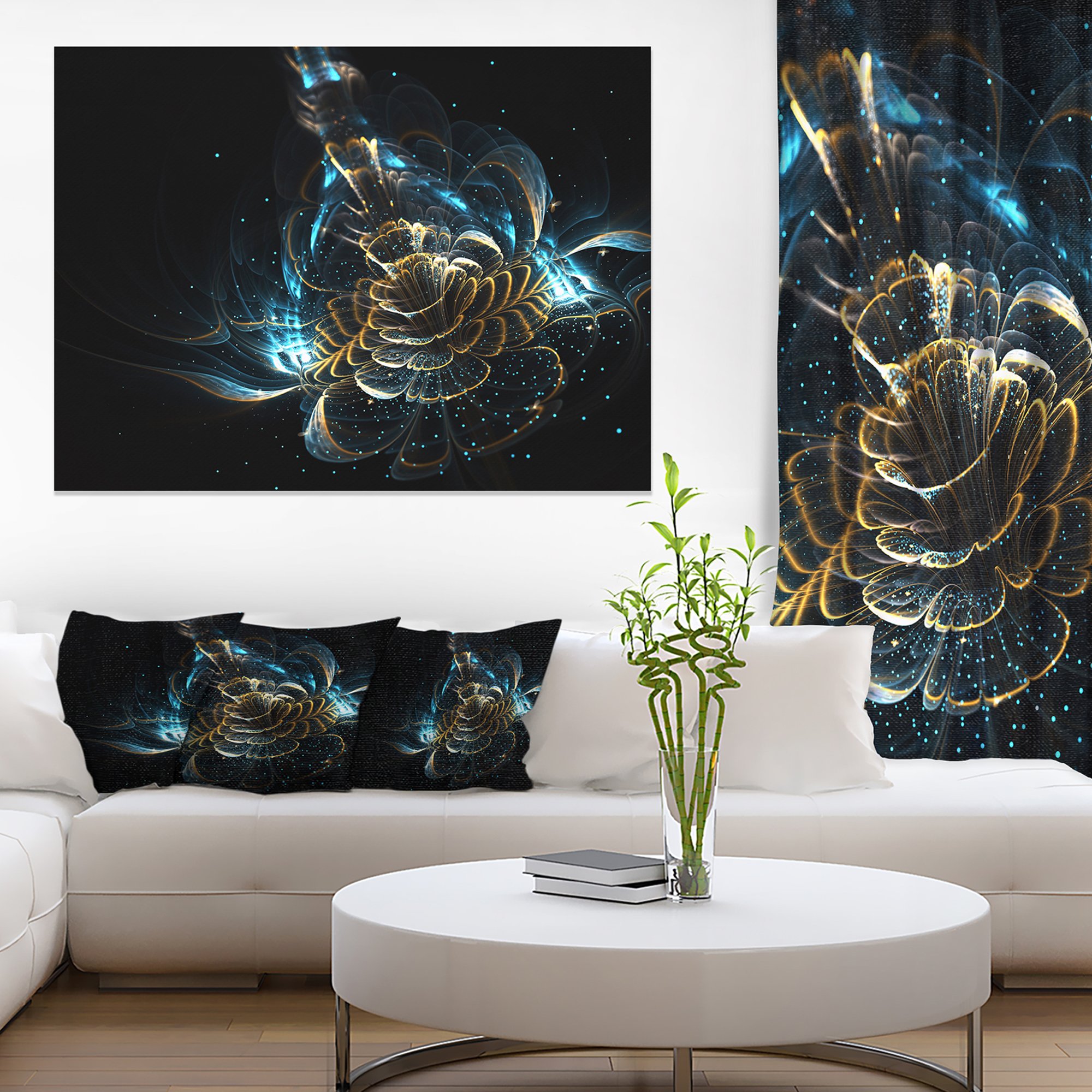 Vibrant Green & Yellow Fractal Floral Art Canvas Print - Modern Home Decor for Living Room, Bedroom & Office