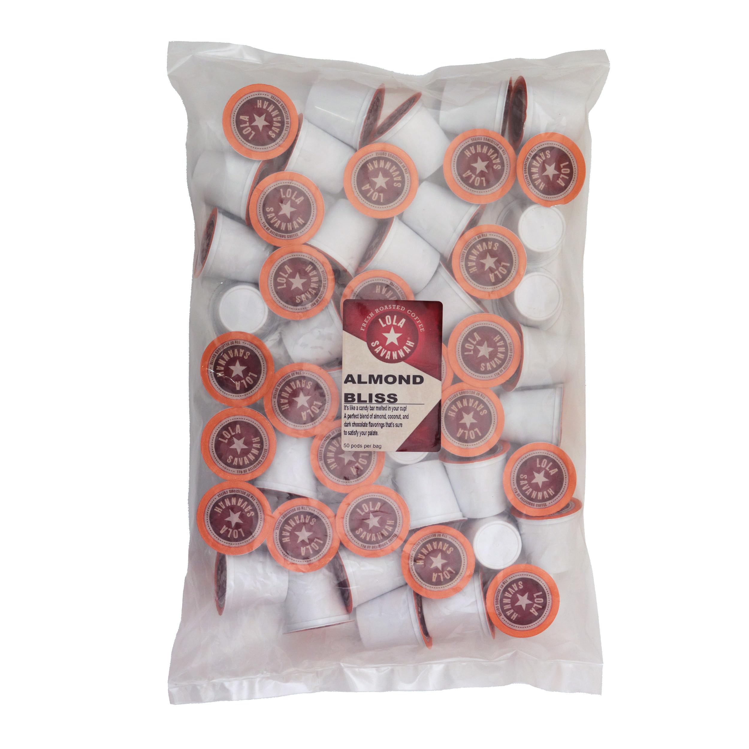 Lola Savannah Almond Bliss Caffeinated Coffee Pods - 50 Count, Flavored Coffee Pods for Keurig & Nespresso Machines | Perfect for Home, Office & Gifting