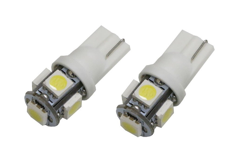 2 Pack HID White 5 SMD T10 LED Bulbs - Super Bright 194 168 2825 Replacement Bulbs for Car Parking Lights, Position Lights, Interior Dome Lights - Perfect for Night Driving and Vehicle Customization