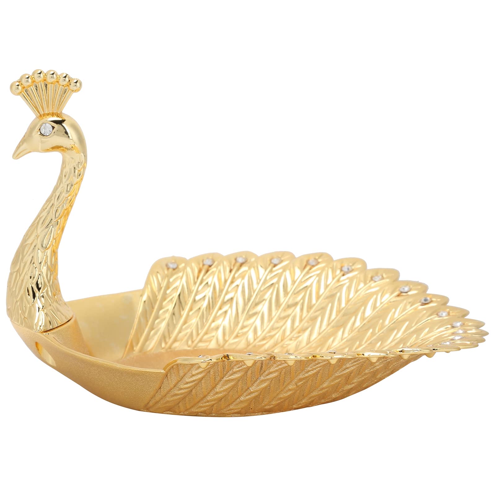 Gold Peacock Fruit Bowl & Serving Platter - Elegant Metal Snack Tray for Dried Fruits, Nuts, Appetizers | Perfect for Kitchen Counter, Living Room Decor, and Party Serving | Home Decorative Centerpiece for Dining Table & Entertaining