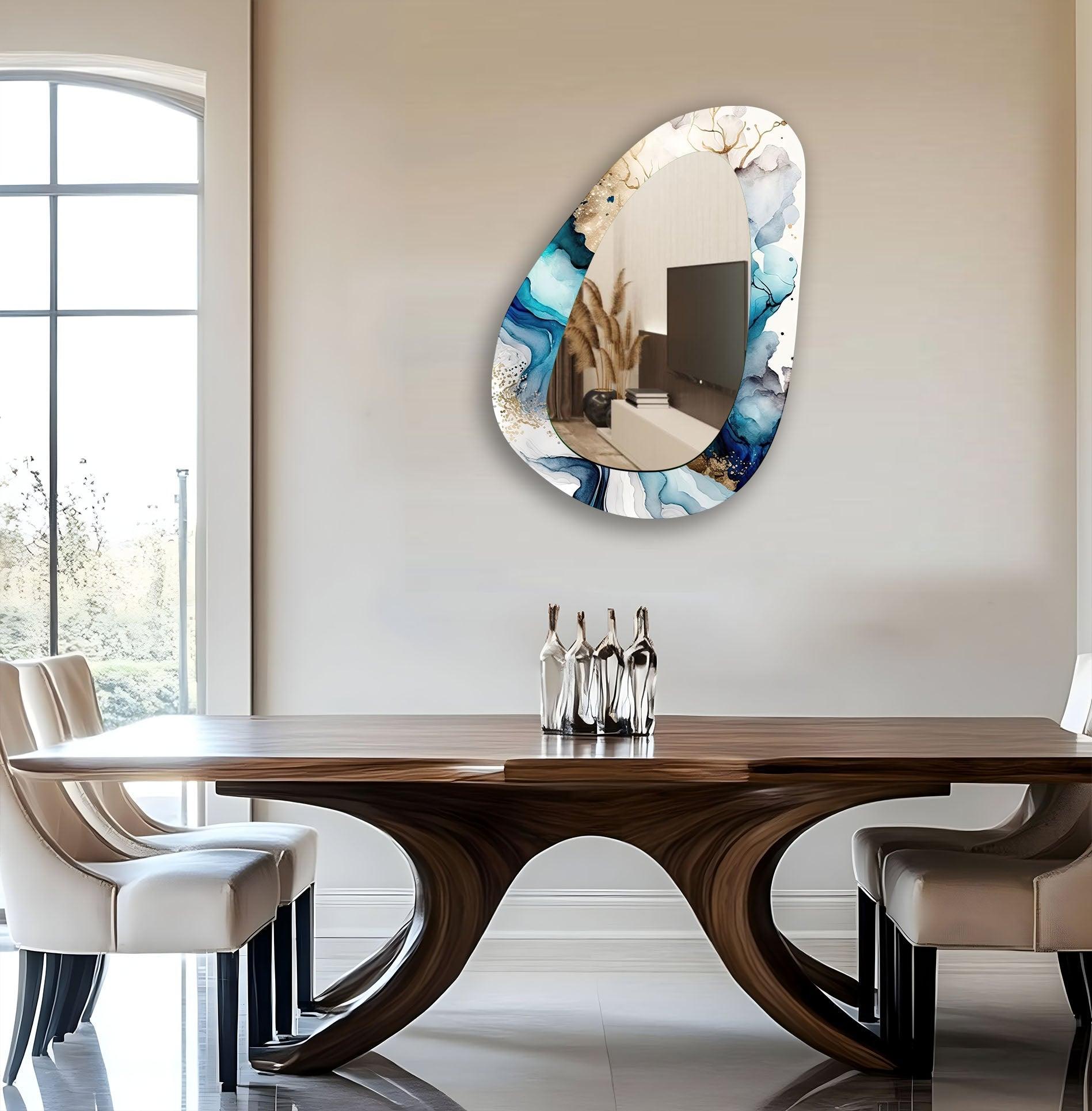 Modern Asymmetrical Wall Mirror - Unique Decorative Mirror for Living Room, Bedroom, Entryway - Adds Contemporary Style to Any Space