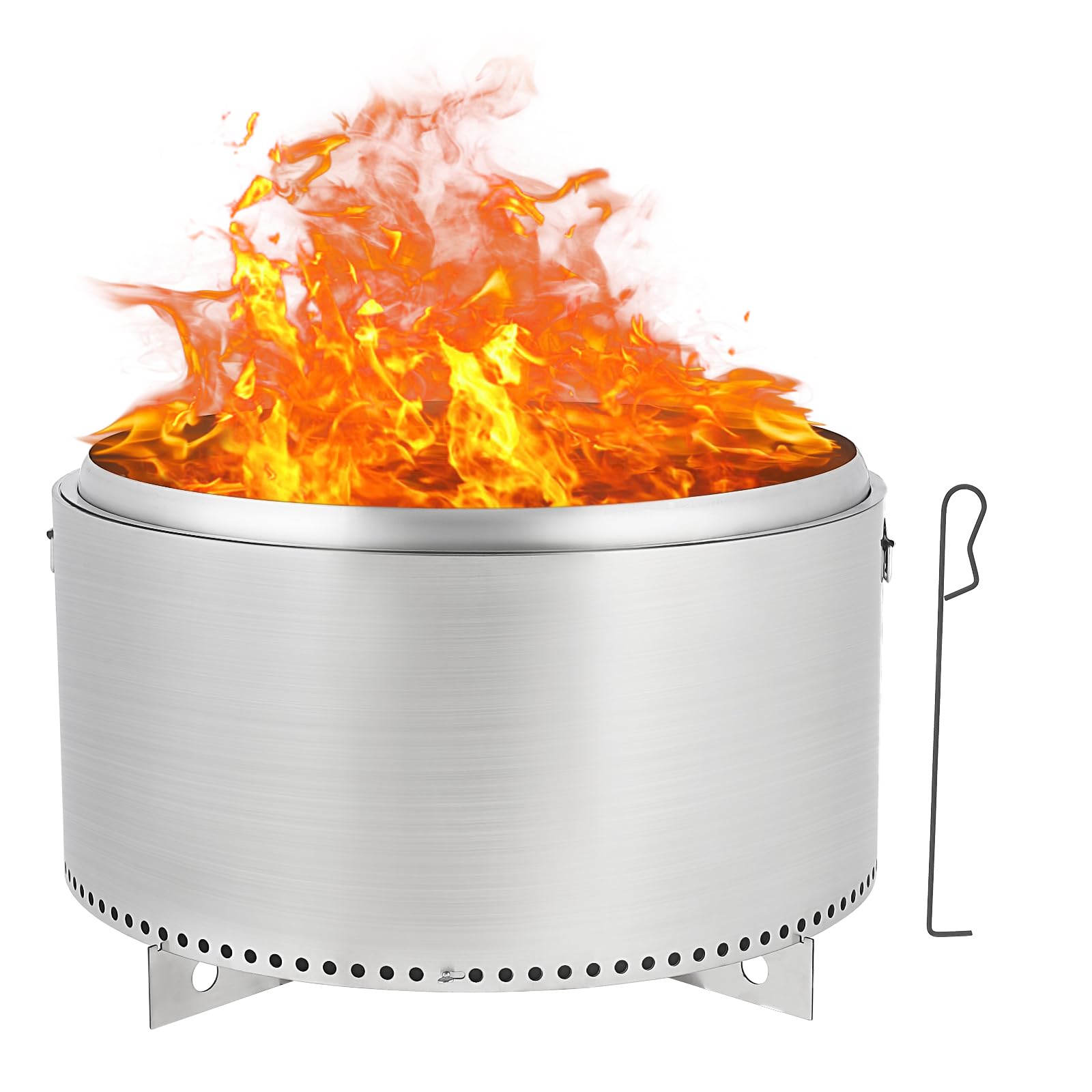 GARVEE 32 Inch Smokeless Fire Pit - Stainless Steel Outdoor Fire Pit with Air Switch, Wide Heating Area & Cross Base Design - Perfect for Backyard, Patio, Camping & Gatherings - Includes Convenient Handles for Easy Transport