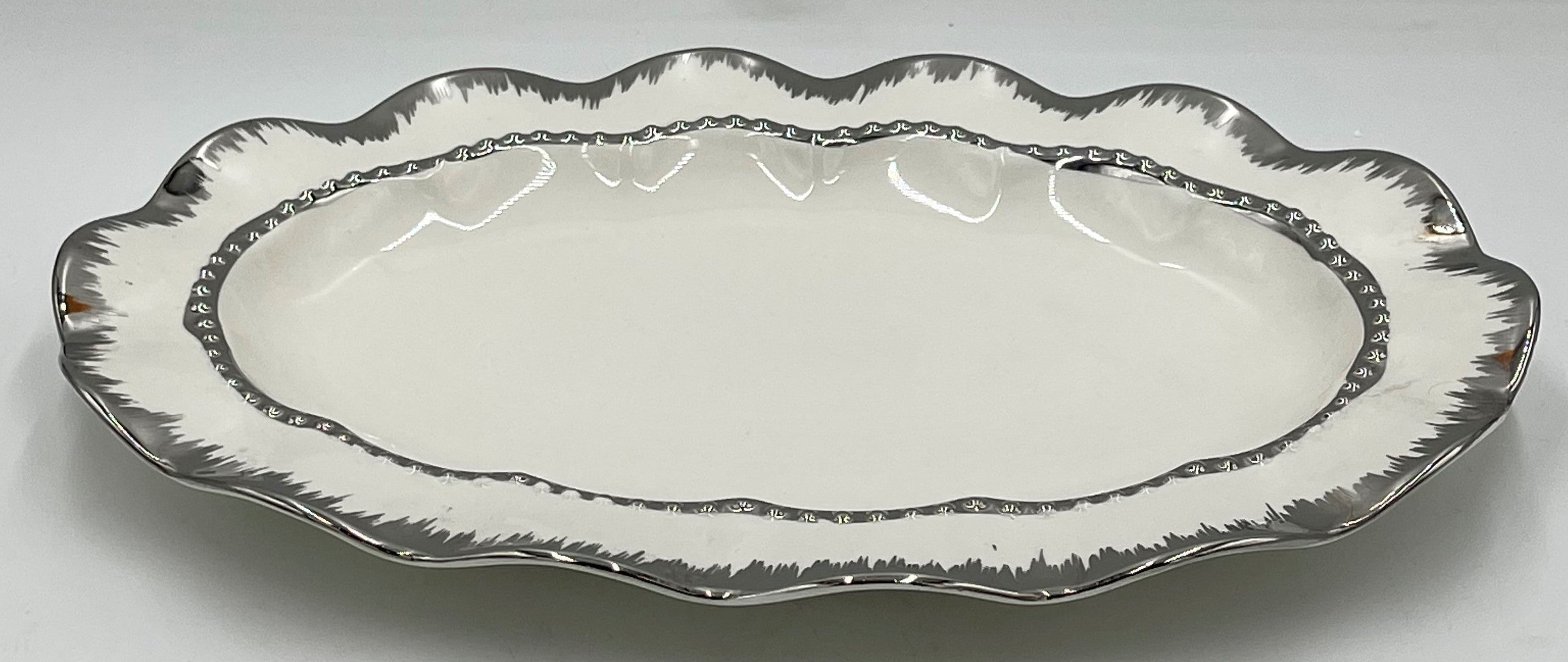 12x8.25 Inch Silver Design Oval Serving Platter - Set of 36 for Catering, Buffets & Party Entertaining