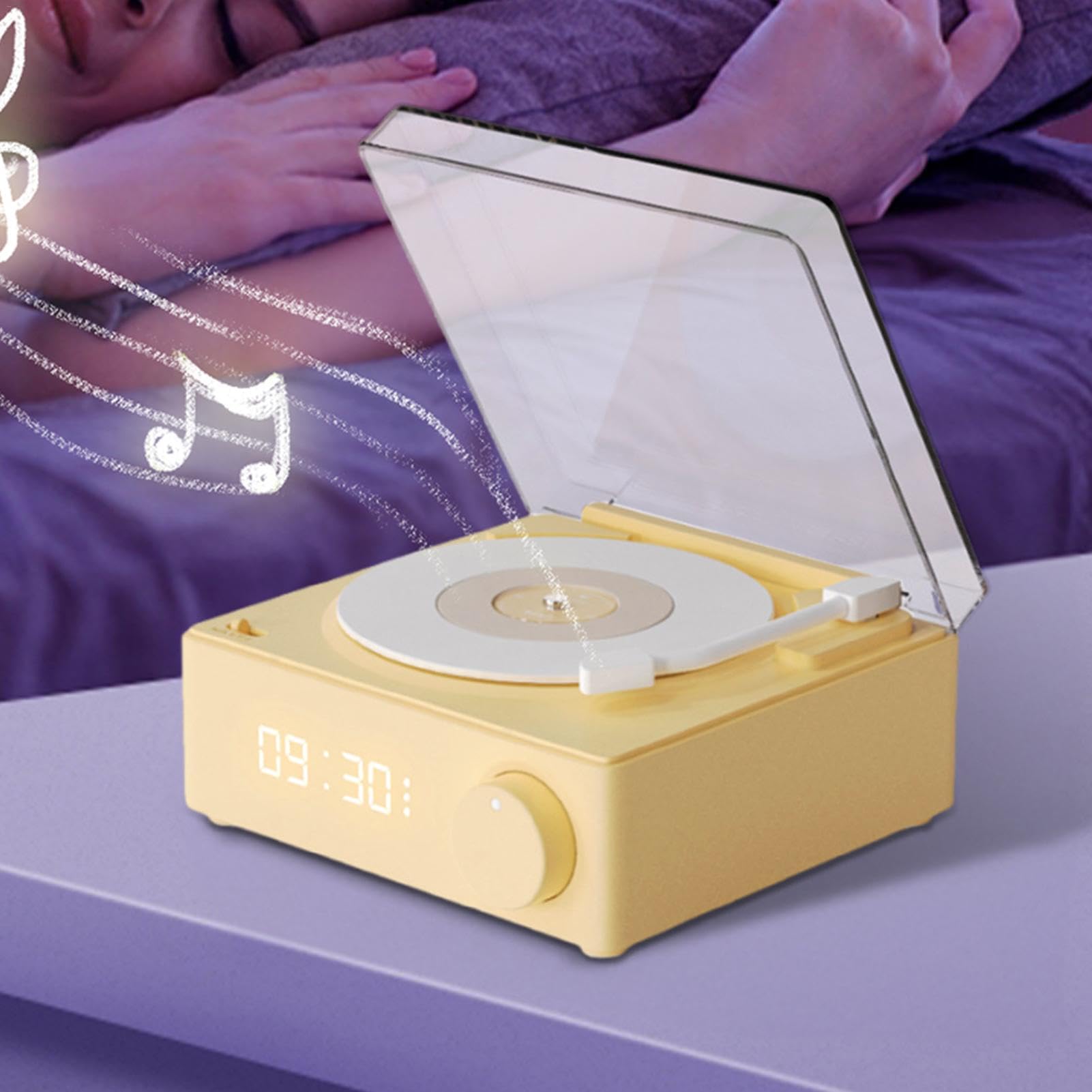 Weiting Turntable Speakers Wired & Wireless - Vertical Record Player with Alarm Clock - Portable Bluetooth Speakers for Parties, Bedroom, Hiking, Biking, Beach, and Outdoor Adventures