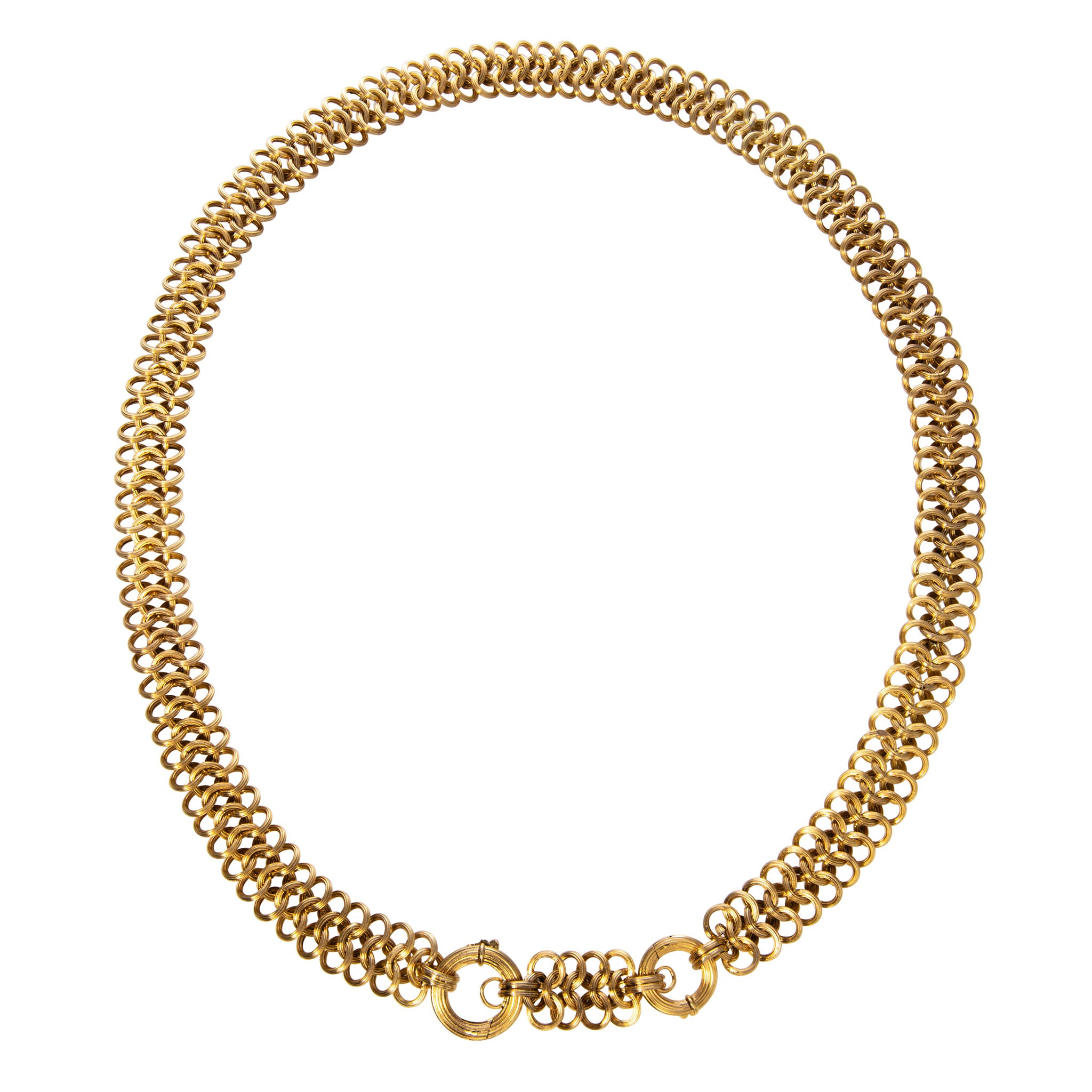 Victorian Style 14K Gold Triple Circle Link Chain Necklace - Elegant Layered Jewelry for Women, Perfect for Weddings, Parties & Special Occasions