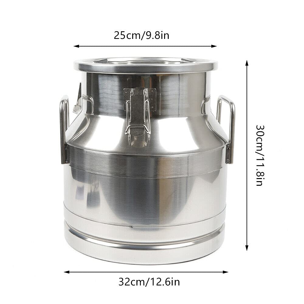 Premium Stainless Steel Milk Can Bucket with Silicone Seal - 12L/3.17 Gallon Food Grade Container for Milk, Wine, Oil & Liquid Storage - Ideal for Home Brewing, Farm Use & Commercial Kitchen Applications