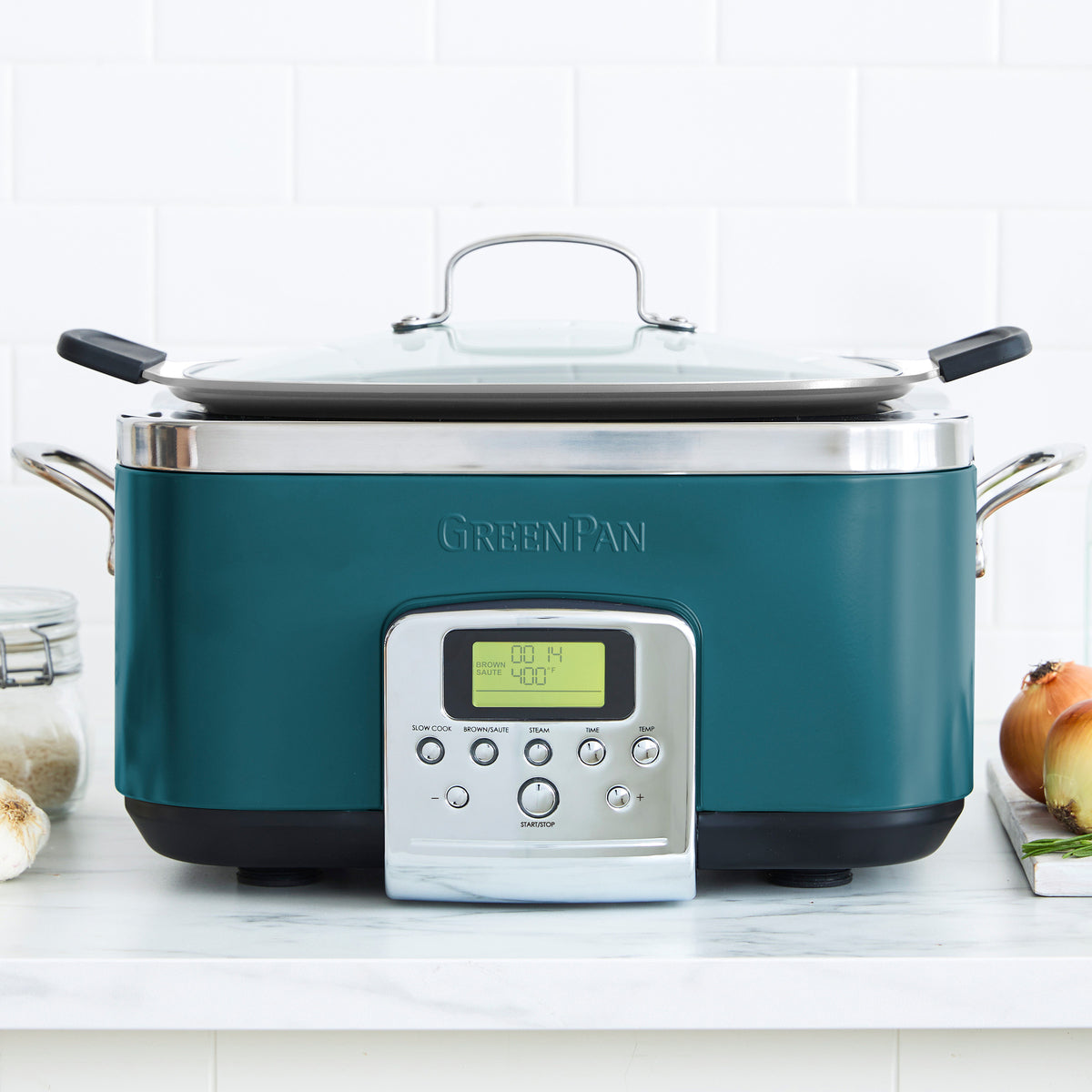 Elite 6 Quart Slow Cooker with Digital Timer - Deep Teal Crock Pot for Family Dinners, Meal Prep & Party Buffets