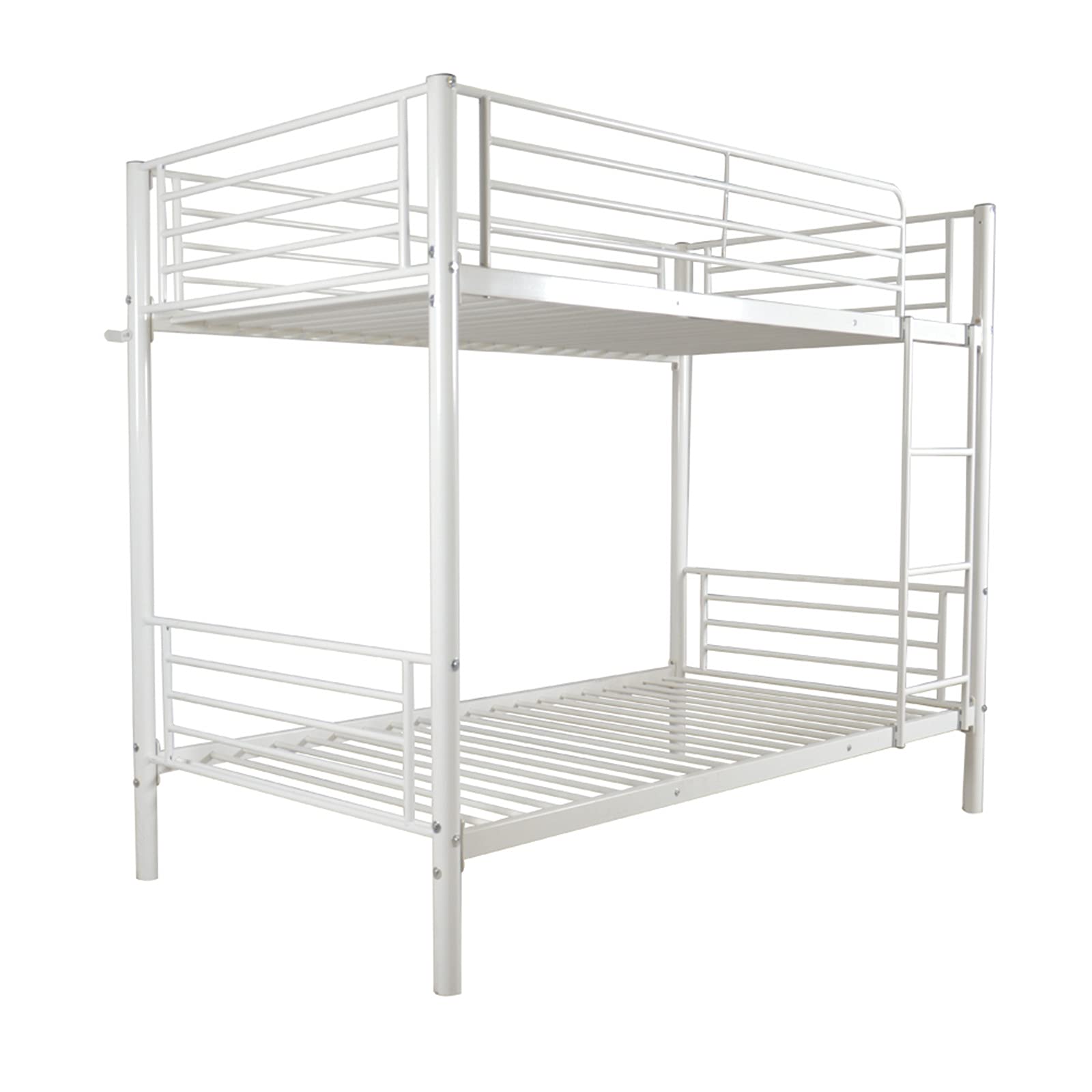 WiCCI Industrial Twin Size Iron Bunk Bed with Ladder for Kids - Sturdy Metal Frame in White | Perfect for Kids' Bedrooms, Dorms & Space-Saving Solutions