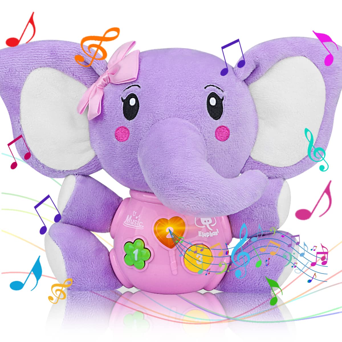 Aiduy Musical Plush Elephant Toy for Babies 6-12 Months - Light Up Gift for Newborns & Infants - Perfect for Playtime & Nursery Decor