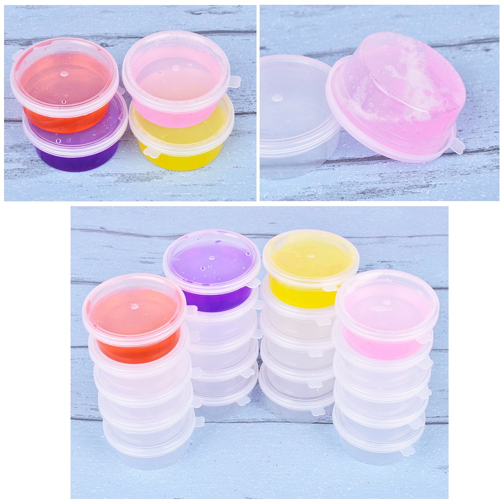GWHOLE 20 Pack Small Plastic Slime Containers with Lids - 4.5oz Reusable Storage for Slime, Art Work, Beads & Floam - Perfect for Kids Crafts, DIY Projects & Classroom Organization