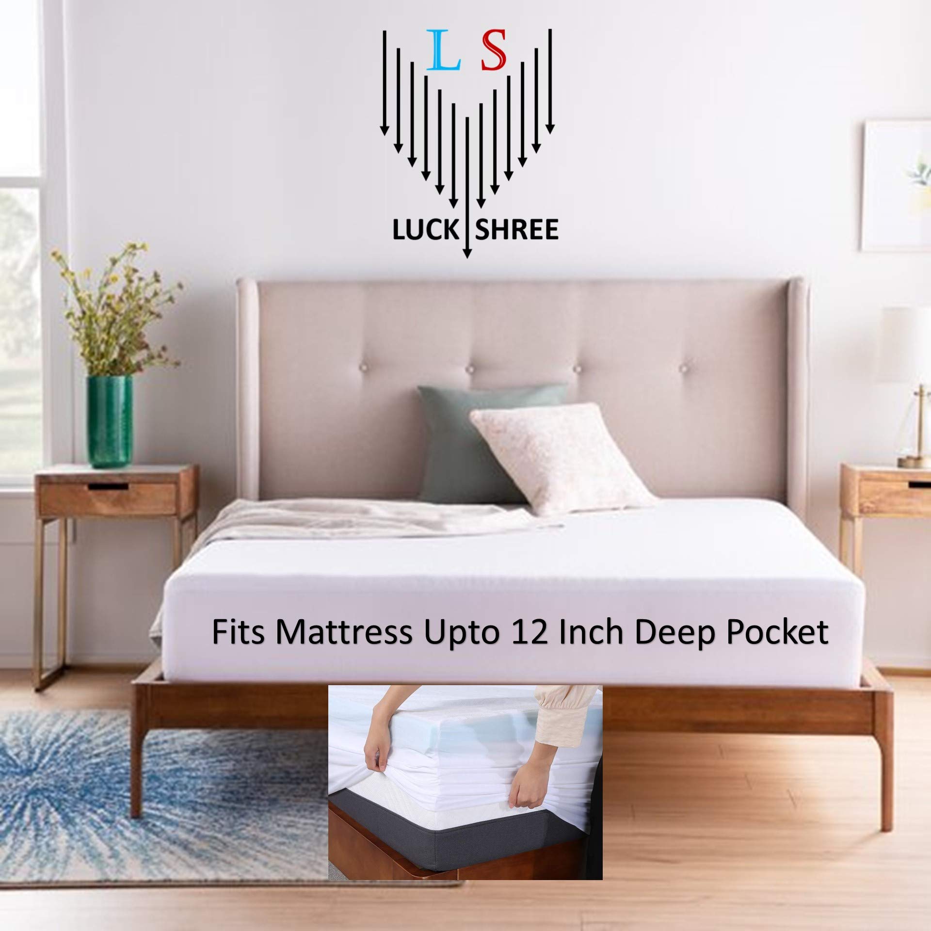 Waterproof Split Head Mattress Protector for Adjustable Beds - Breathable Terry Cotton Fitted Sheet with 12