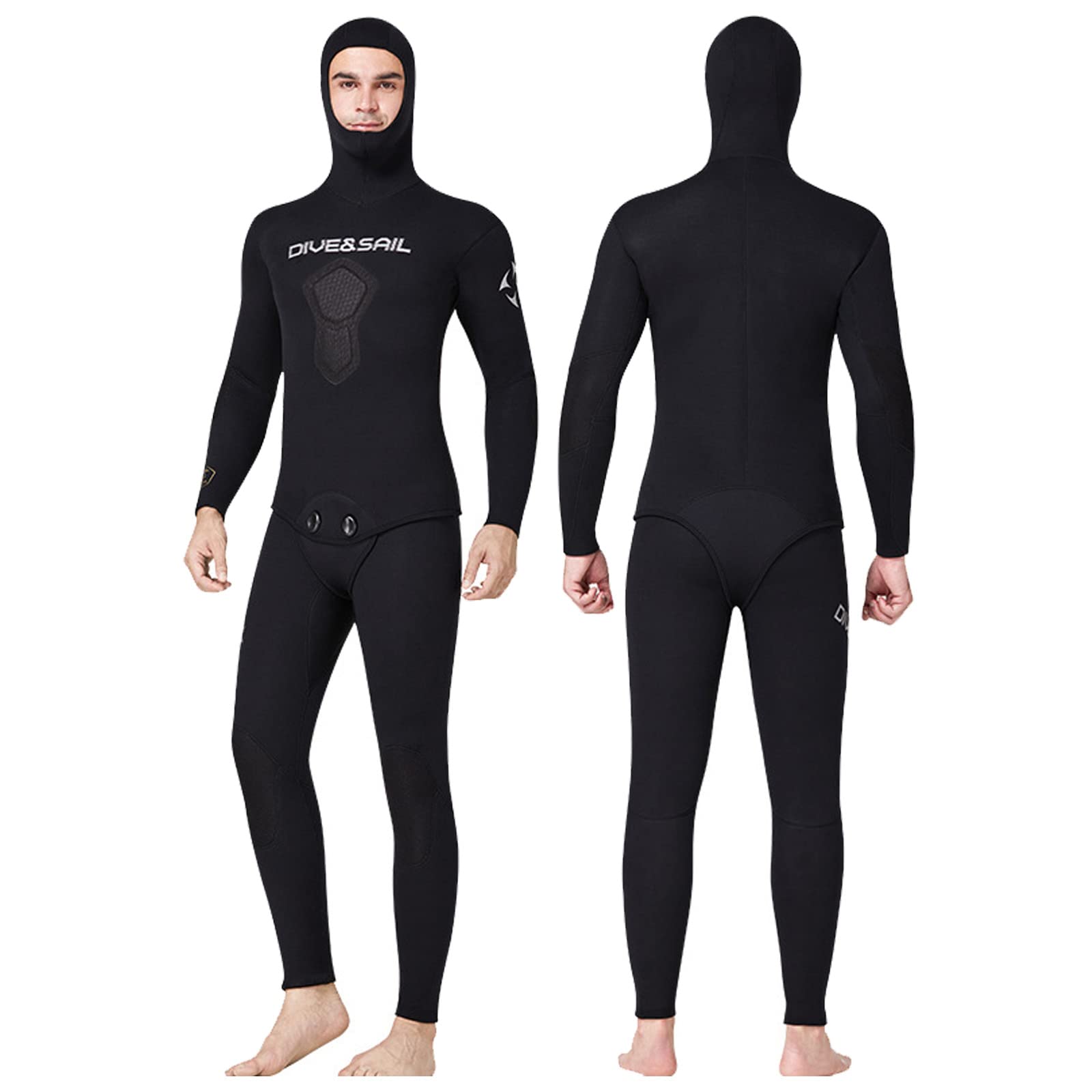 1.5MM Neoprene Men's Wetsuit - 2-Piece Long Sleeve Full Body Hooded Snorkeling Suit for Spearfishing, Swimming & Water Sports | Thermal Protection | Black XL | Ideal for Scuba Diving, Surfing & Cold Water Activities