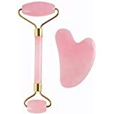 Vinayakart Rose Quartz Face Roller Set with Natural Stone Massage Tool - Rose Gold Facial Massager for Skin Care, Anti-Aging & Lymphatic Drainage | Perfect for Home Spa, Self-Care Routine & Gift Giving